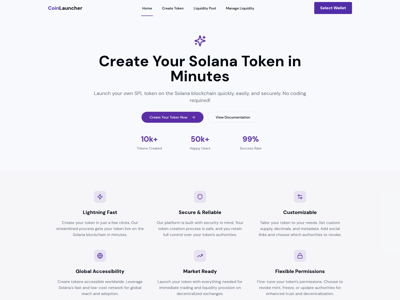 Screenshot of coinlauncher.app