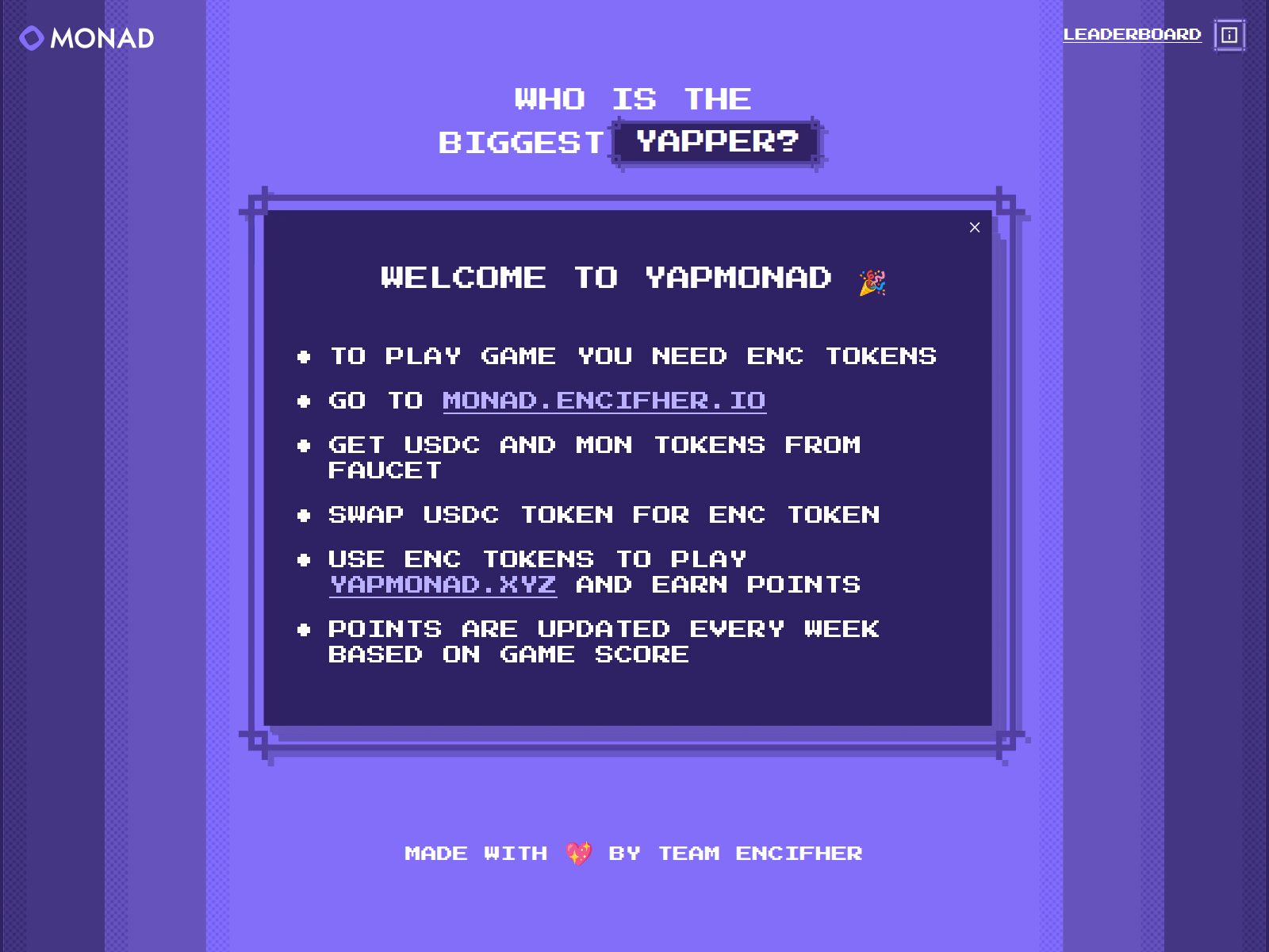 Screenshot of yapmonad.xyz