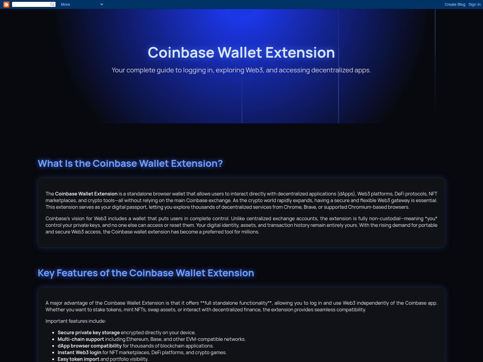 Screenshot of coinbase-wallet-extension.blogspot.com