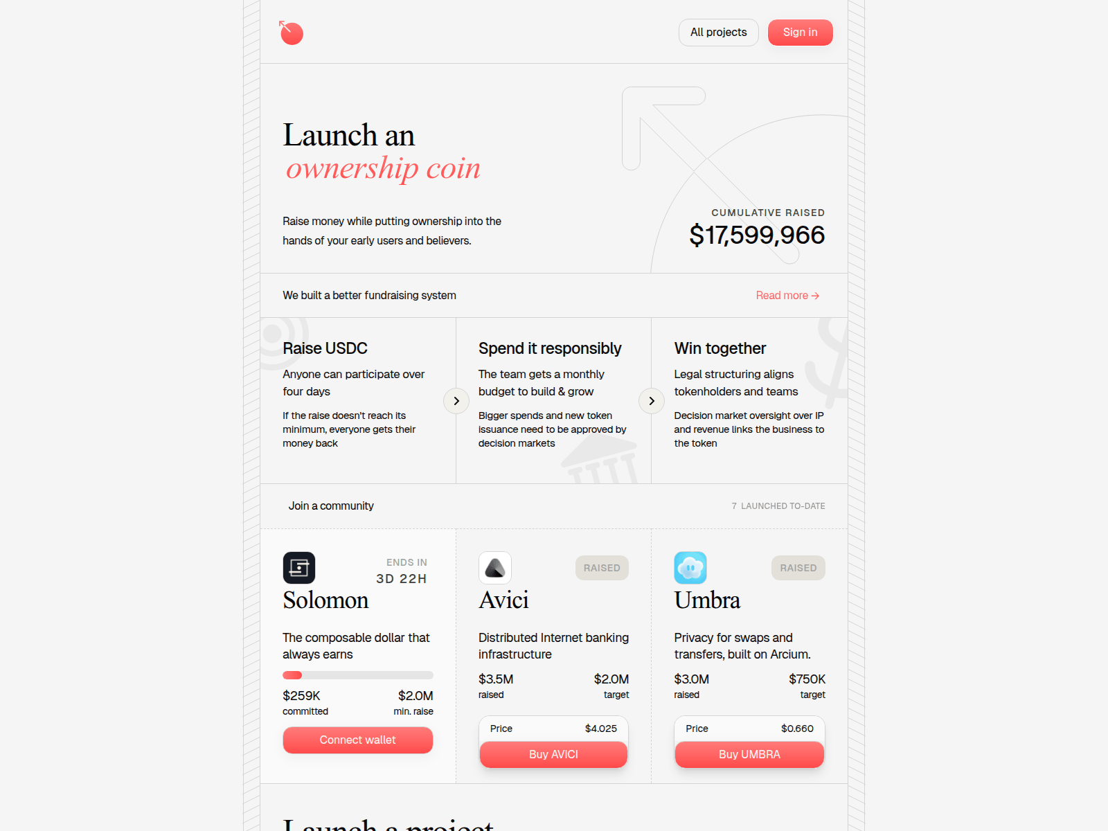 Screenshot of metadao.sale