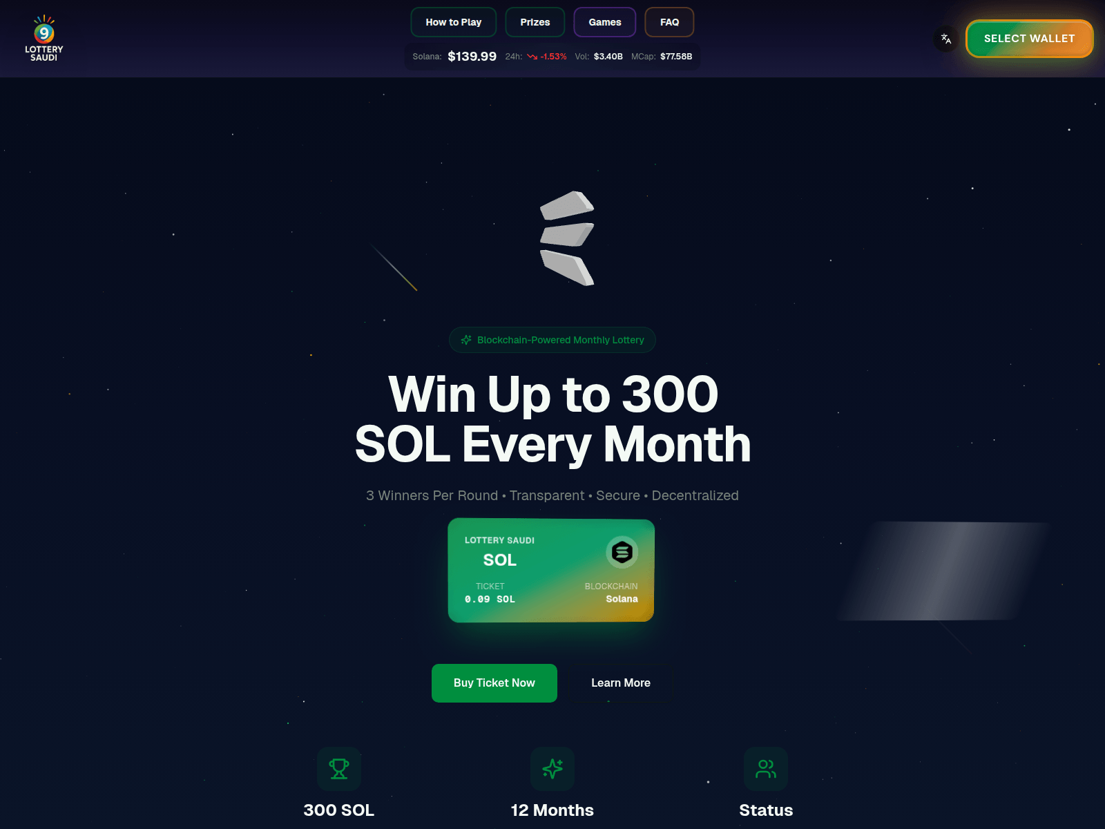 Screenshot of lottery-solana.com