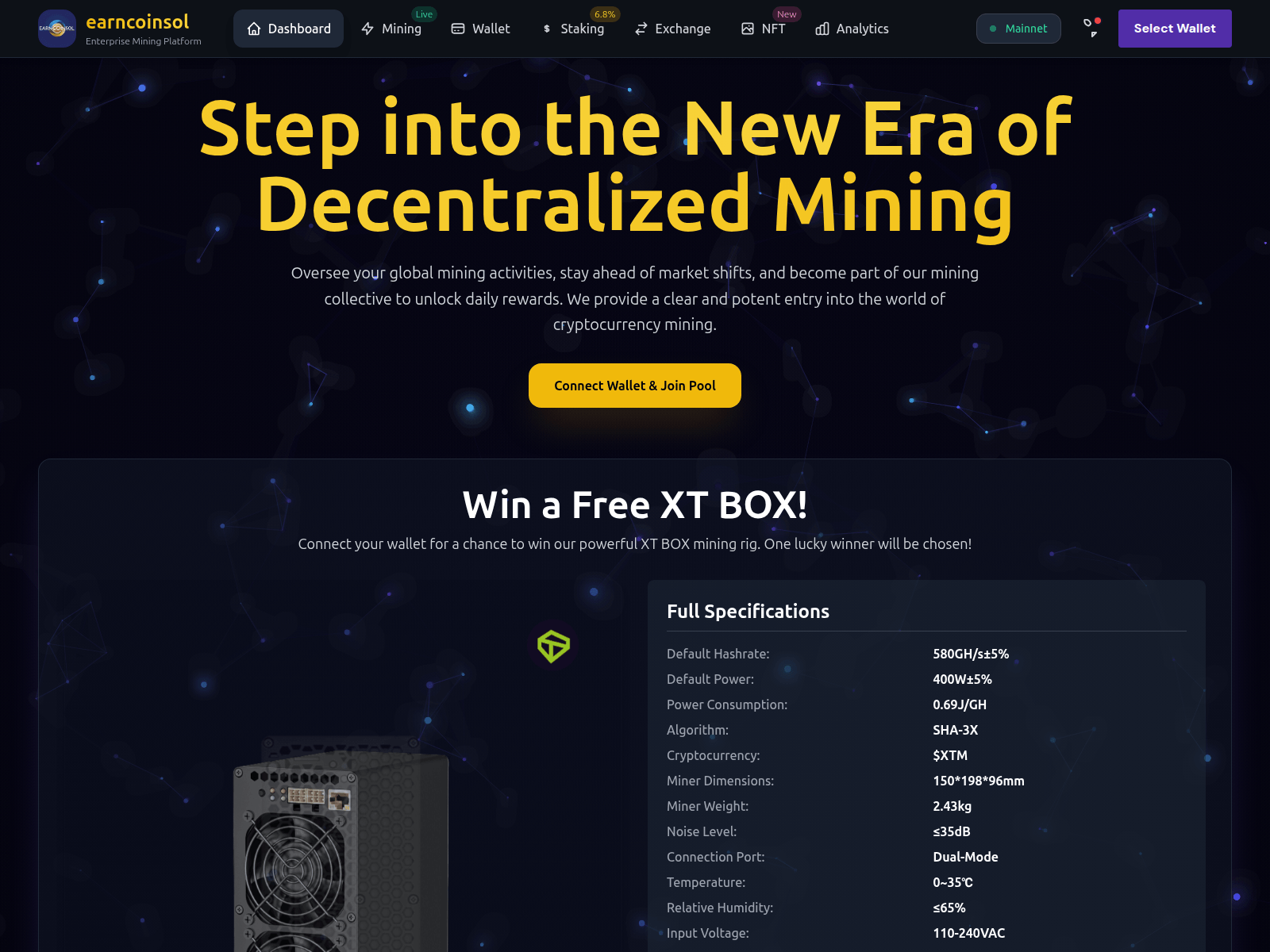 Screenshot of earncoinsolana.app
