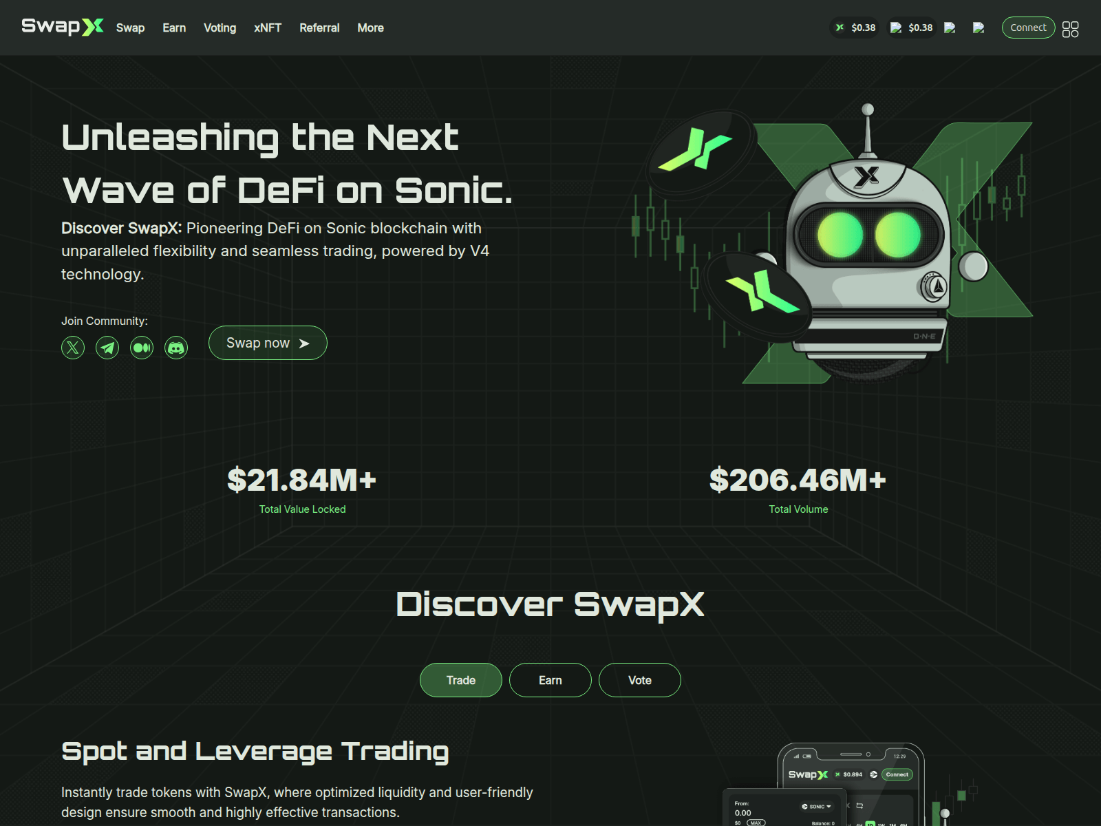 Screenshot of swapx-fi.app