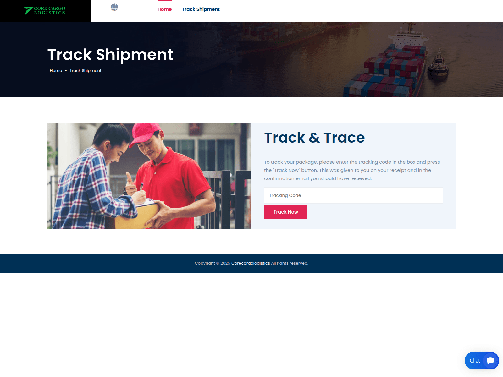 Screenshot of app.corecargologistics.com