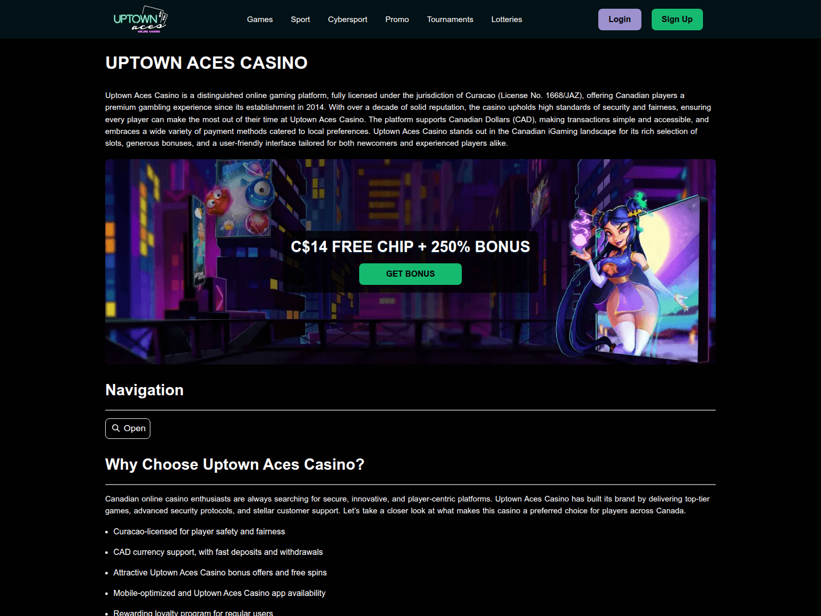 Screenshot of uptownacescasino.bet