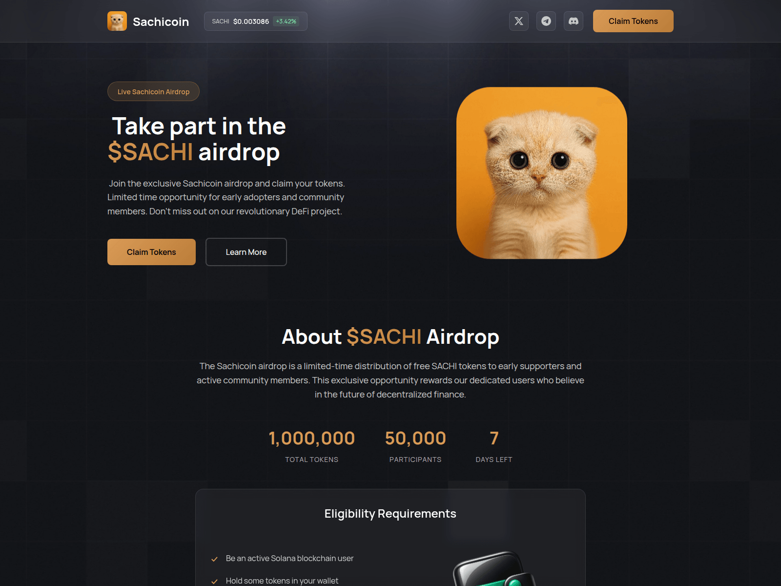 Screenshot of sachitoken.xyz