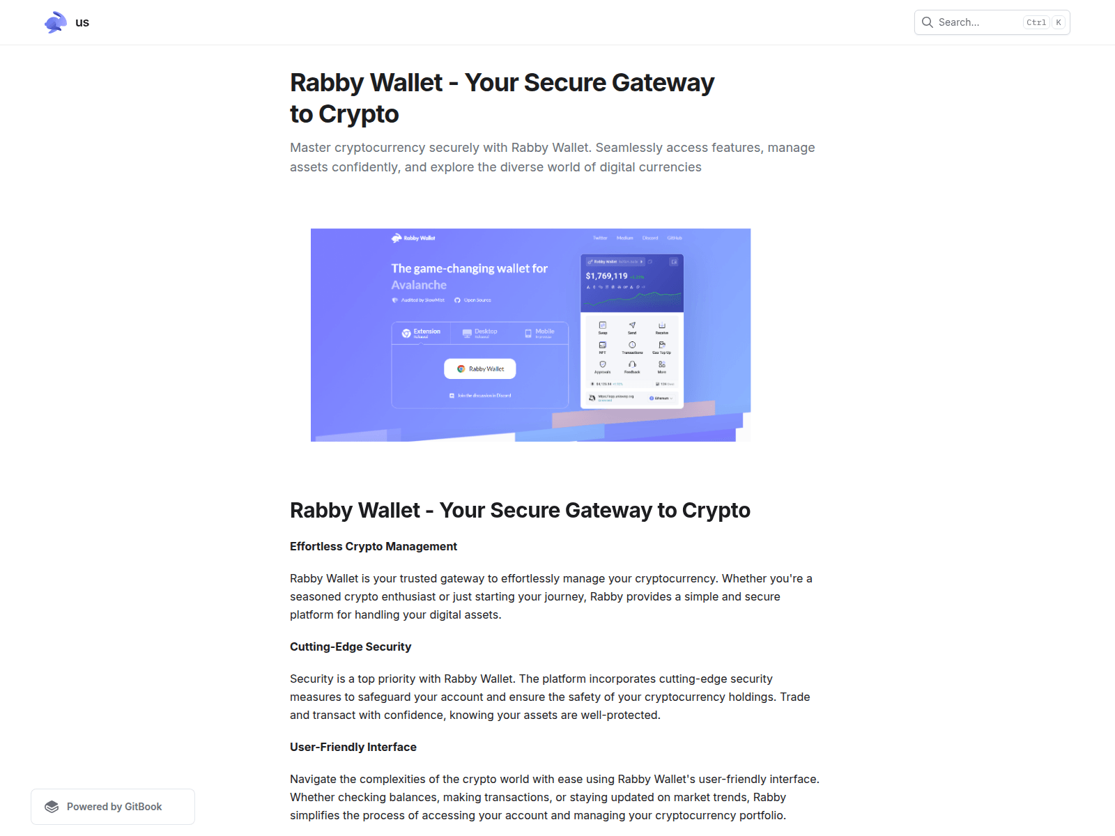 Screenshot of rabbylrwallet.gitbook.io
