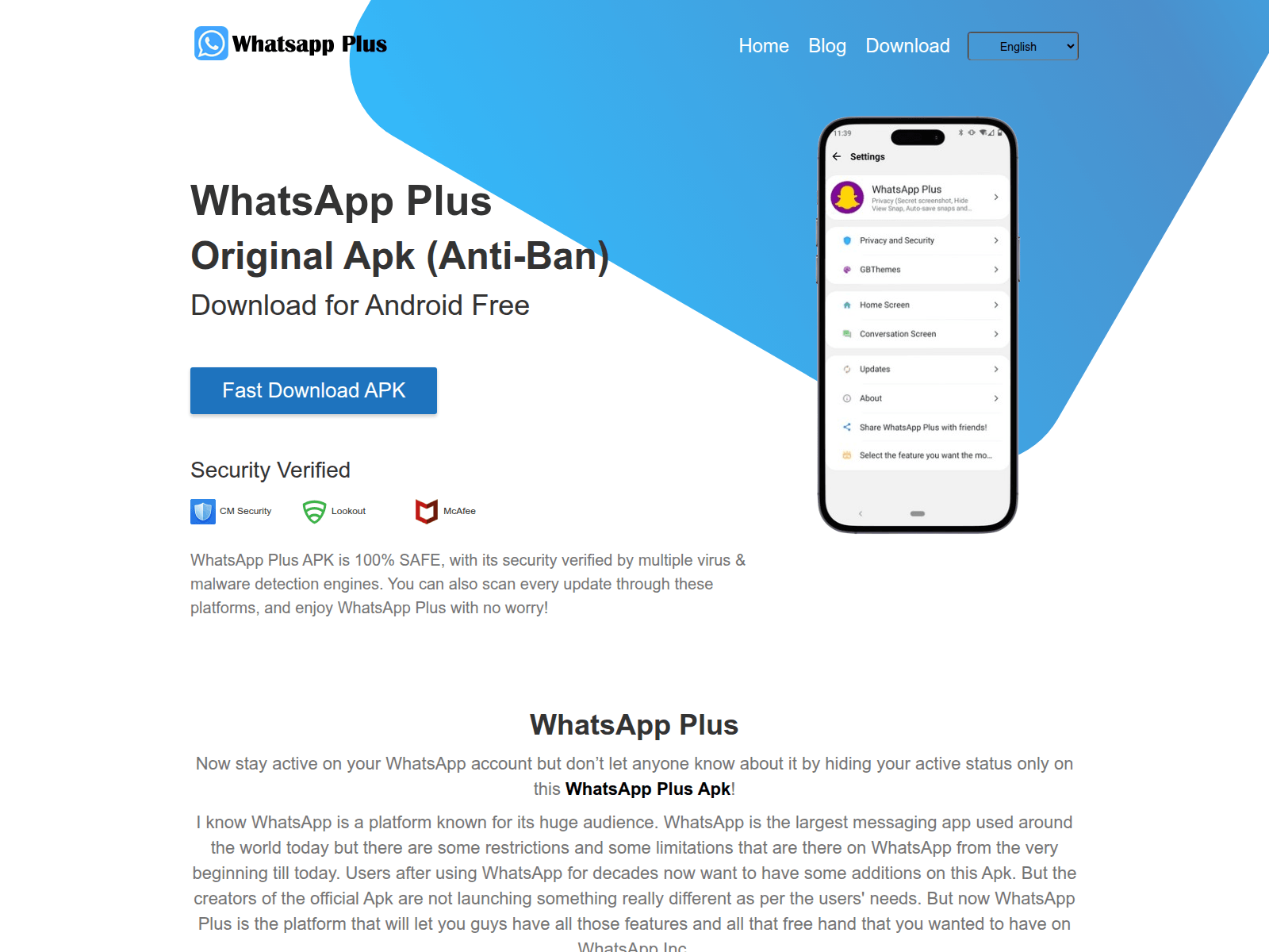 Screenshot of whatsappplus.com.pk