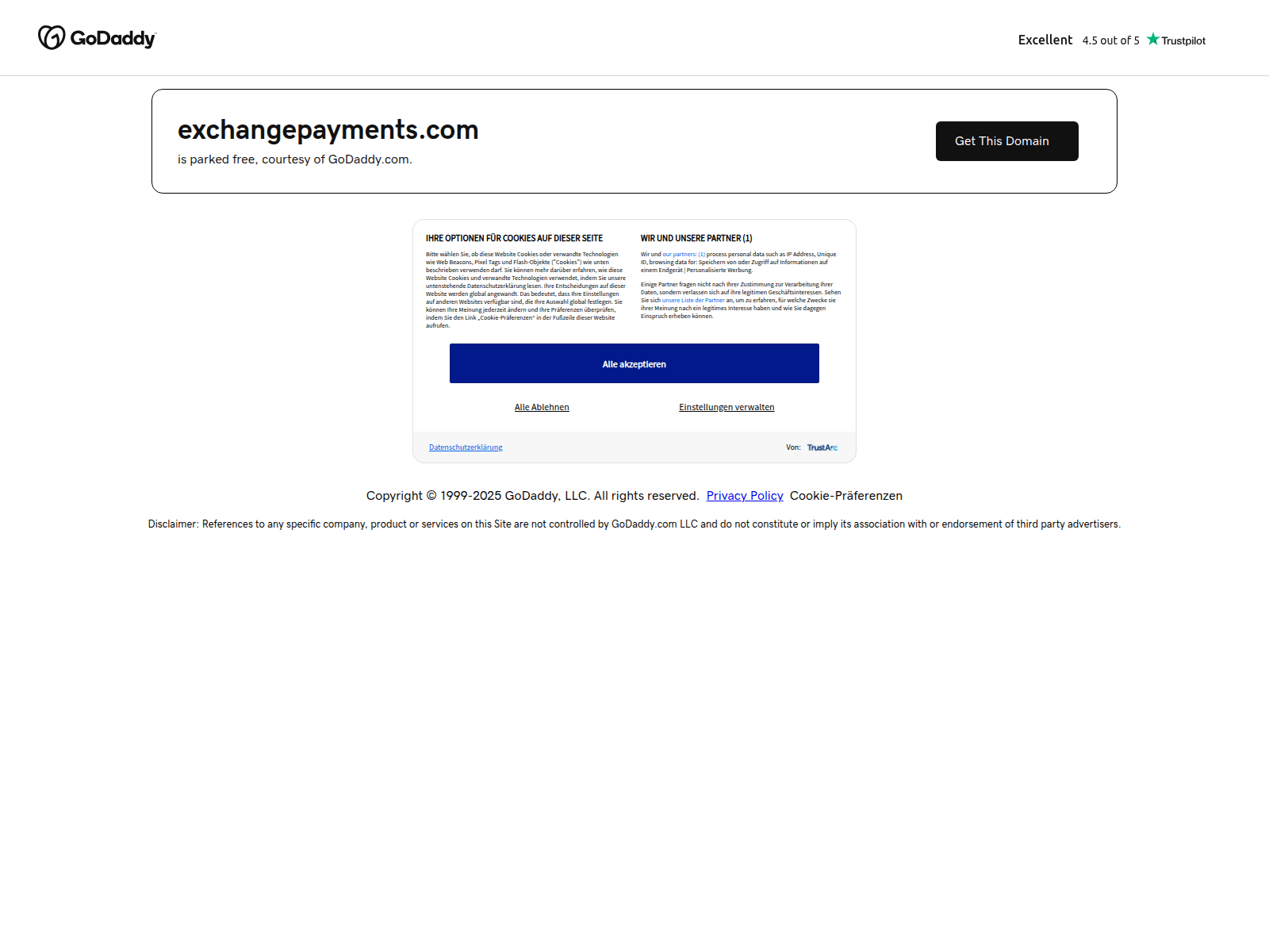 Screenshot of exchangepayments.com