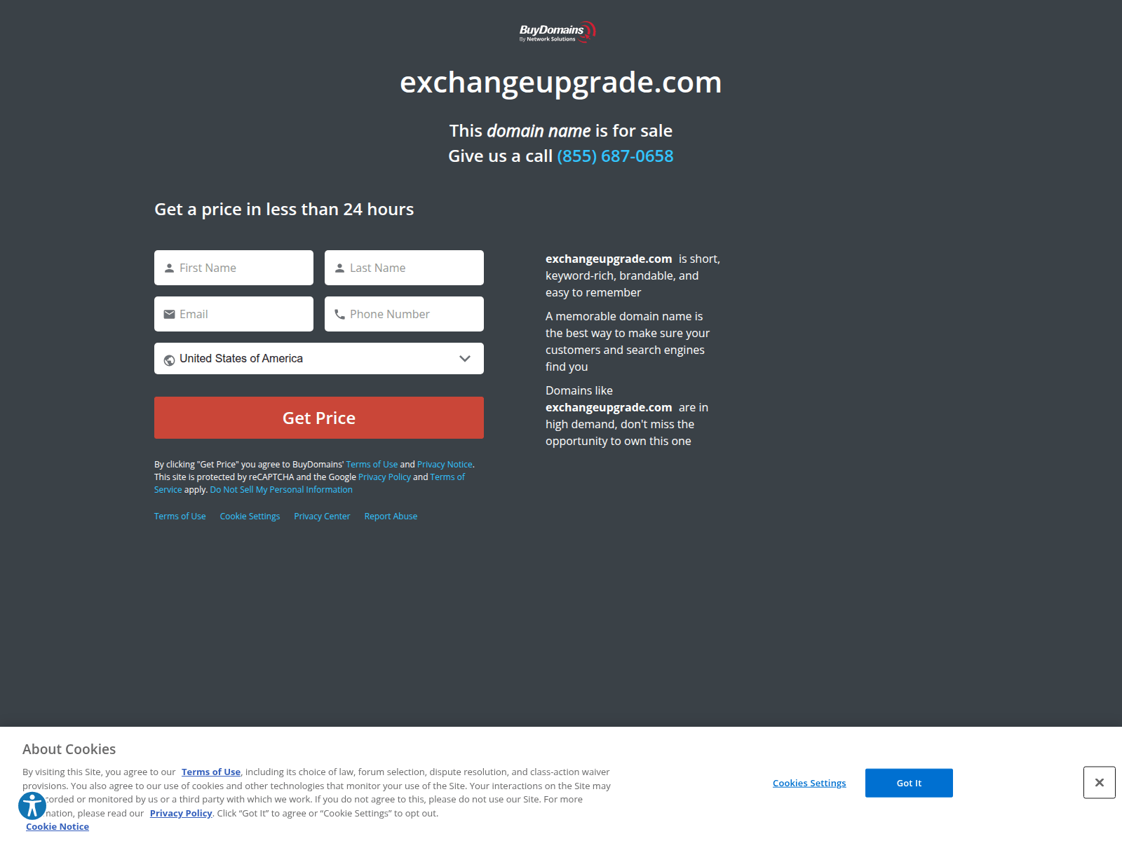 Screenshot of exchangeupgrade.com