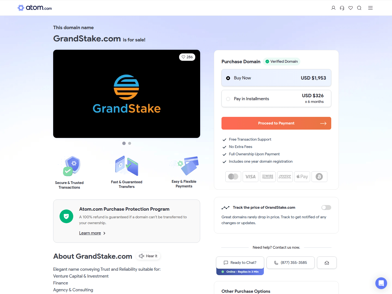 Screenshot of grandstake.com