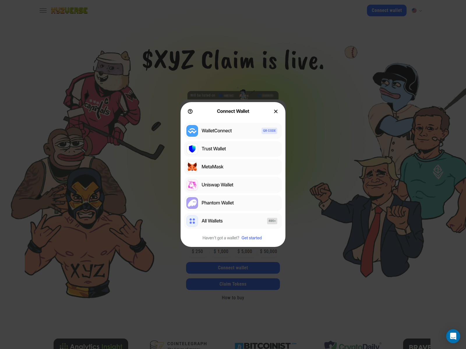 Screenshot of claim-xyzverse.io