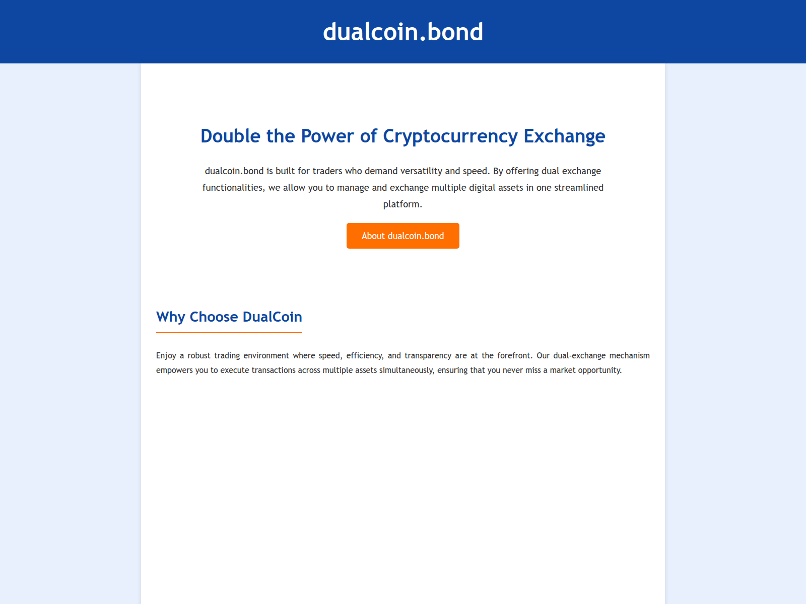 Screenshot of dualcoin.bond