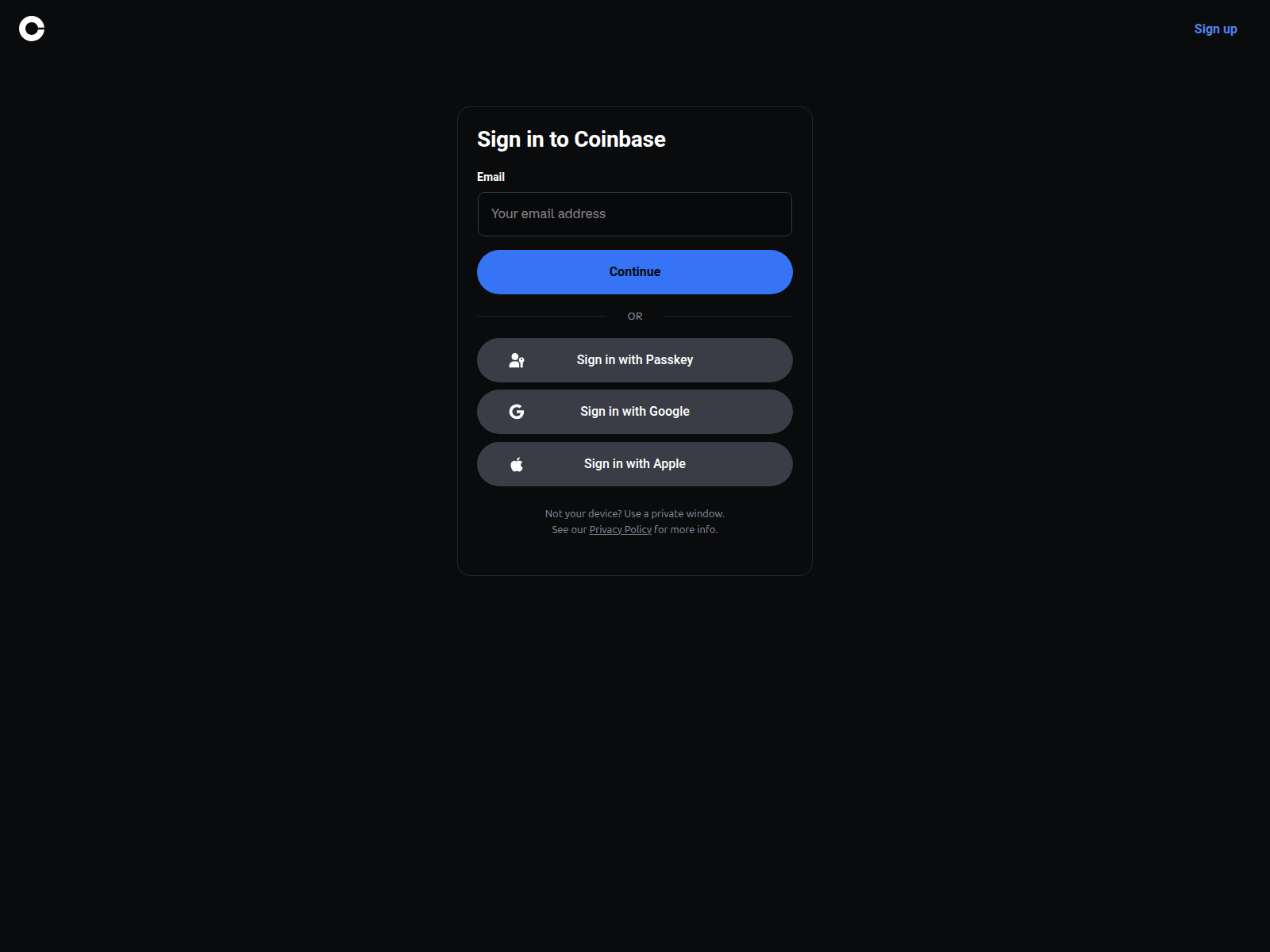 Screenshot of vault.coinbase-custody.com