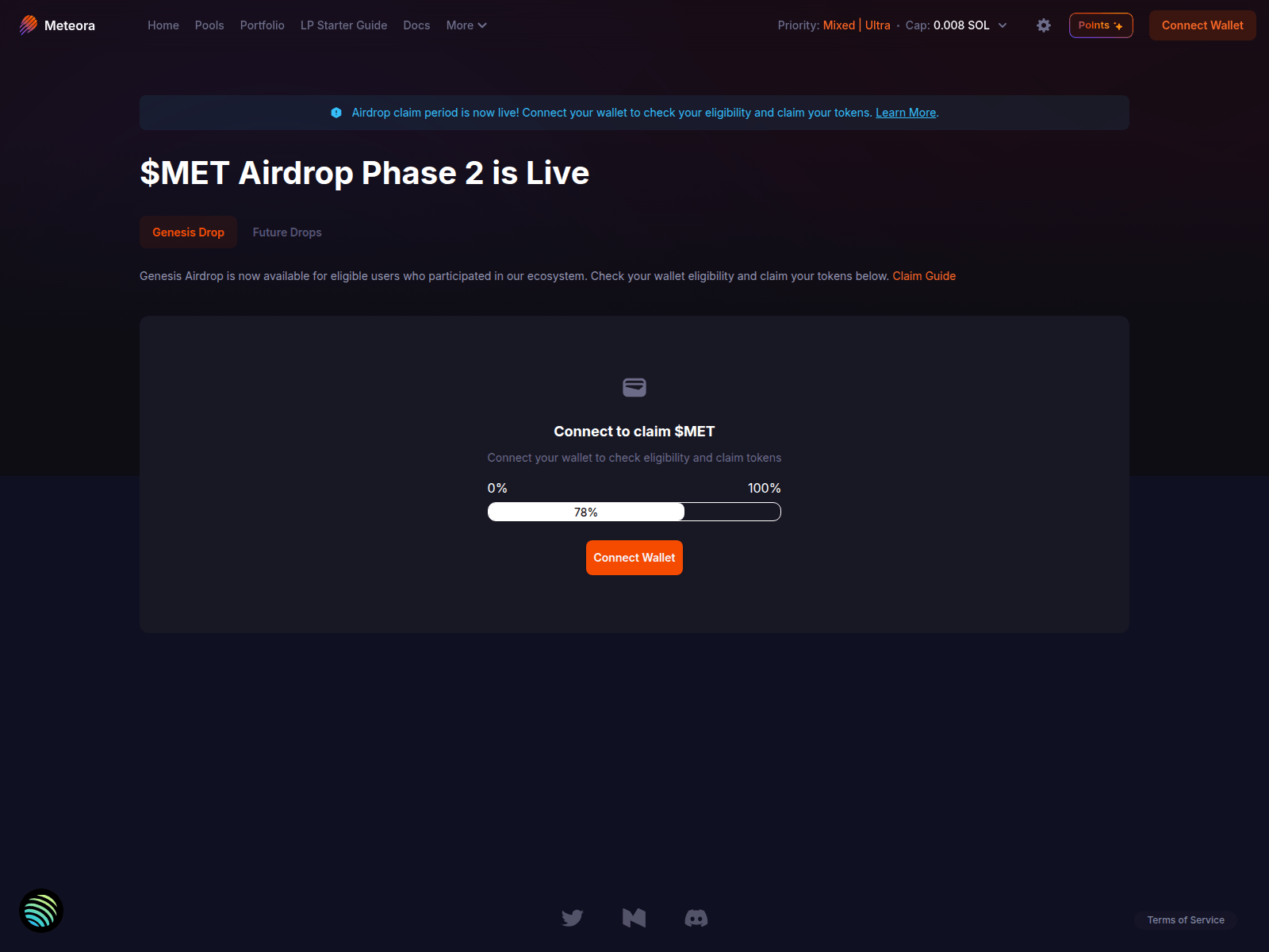 Screenshot of join-meteora.app