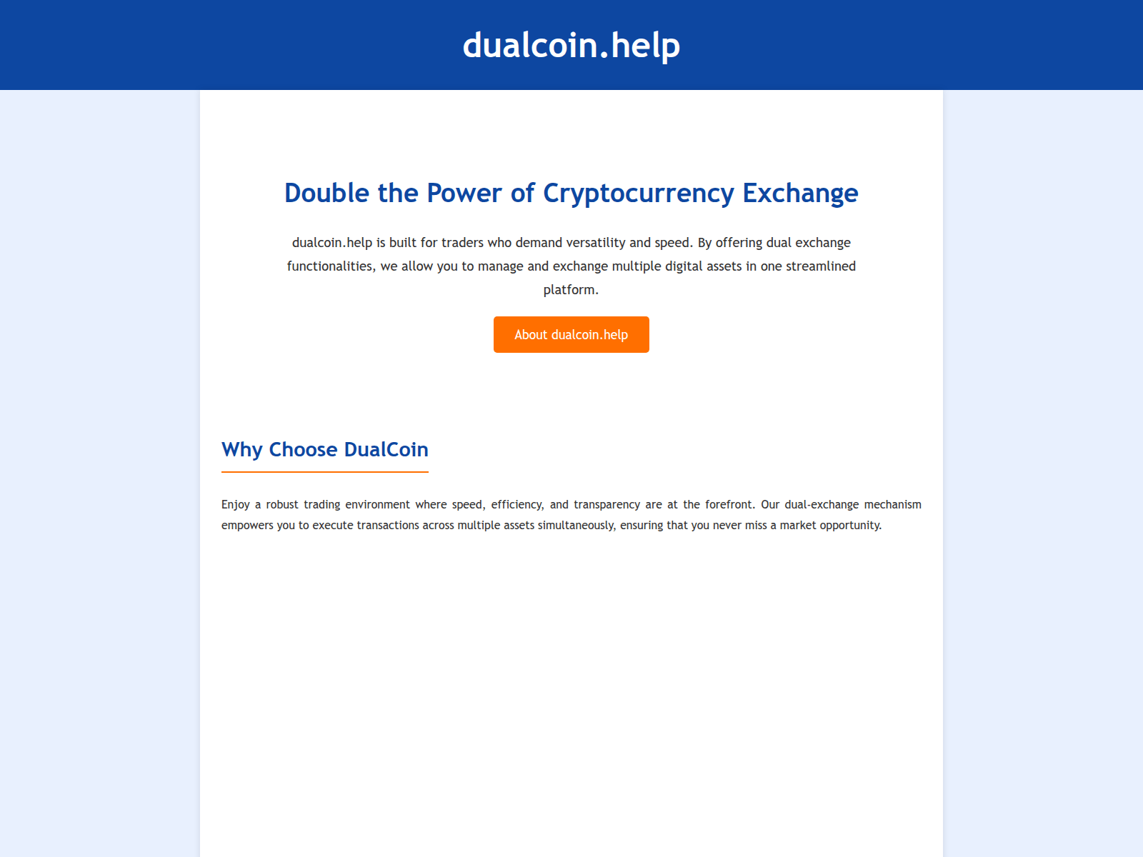 Screenshot of dualcoin.help