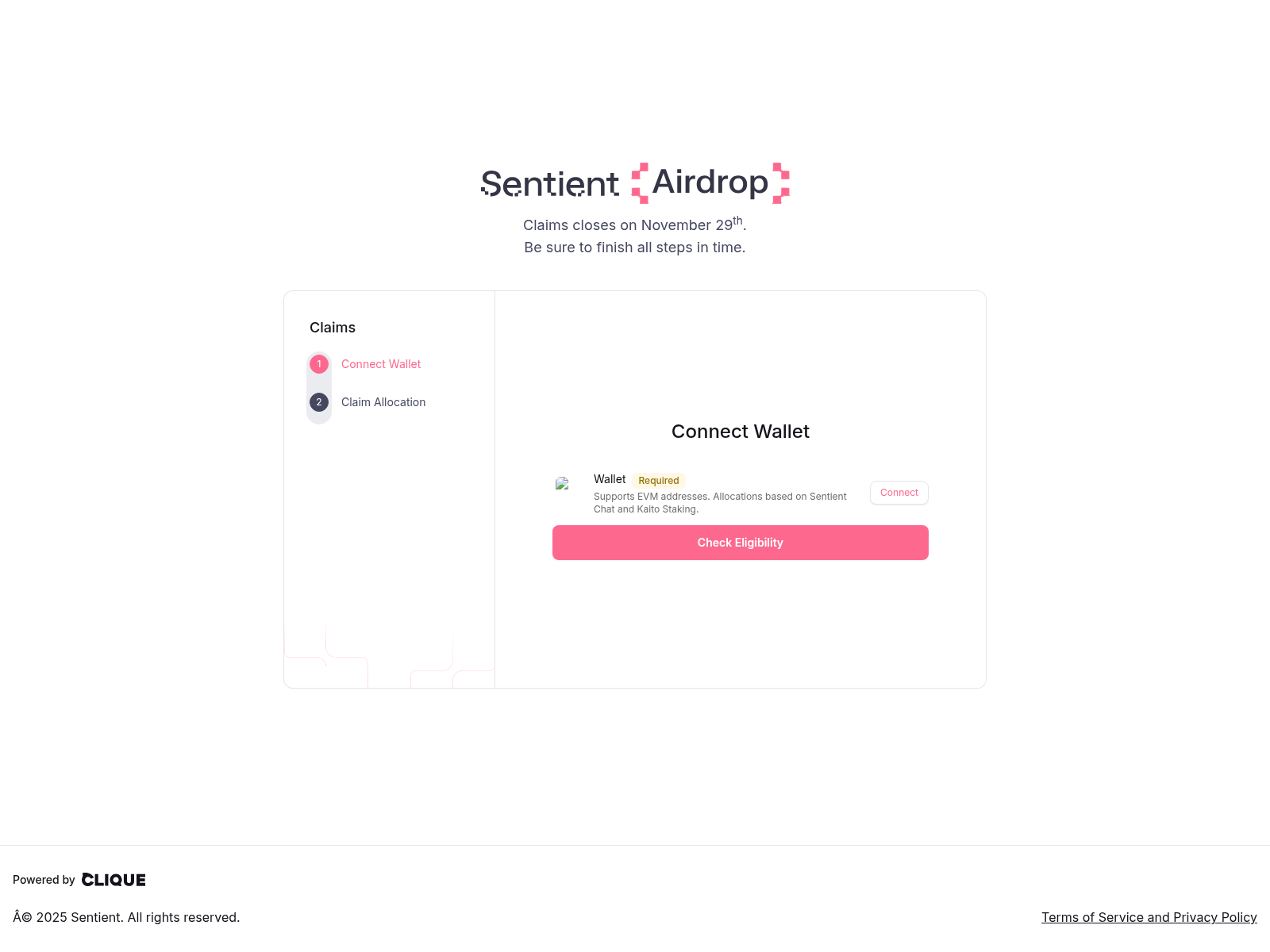 Screenshot of sentient-claim.com