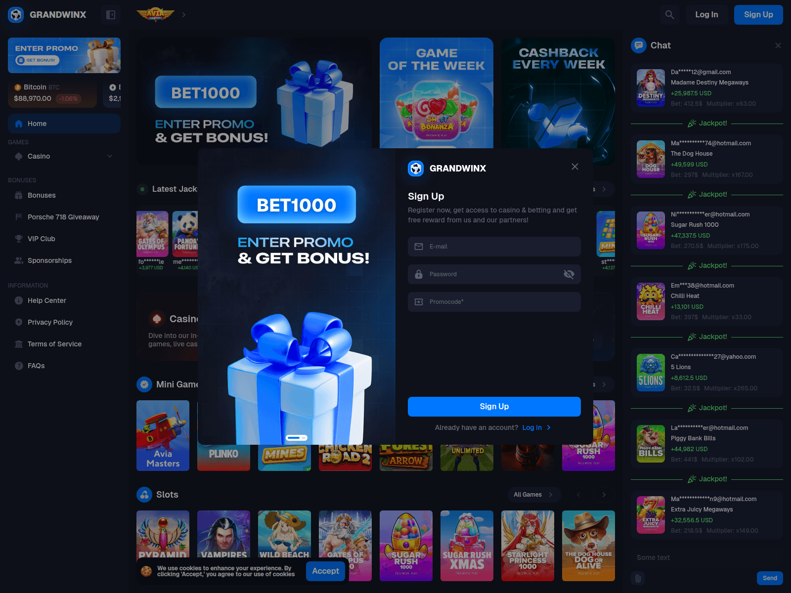 Screenshot of grandwinx.com