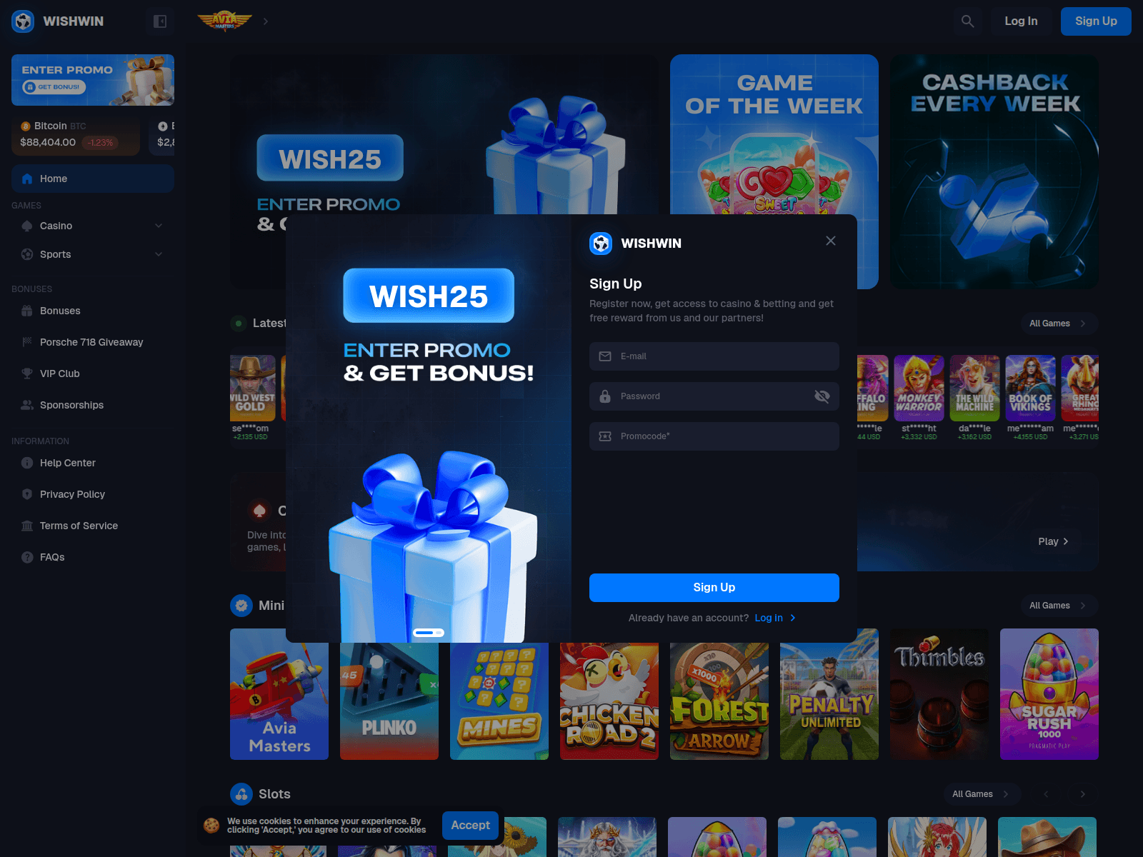 Screenshot of wishwin.life