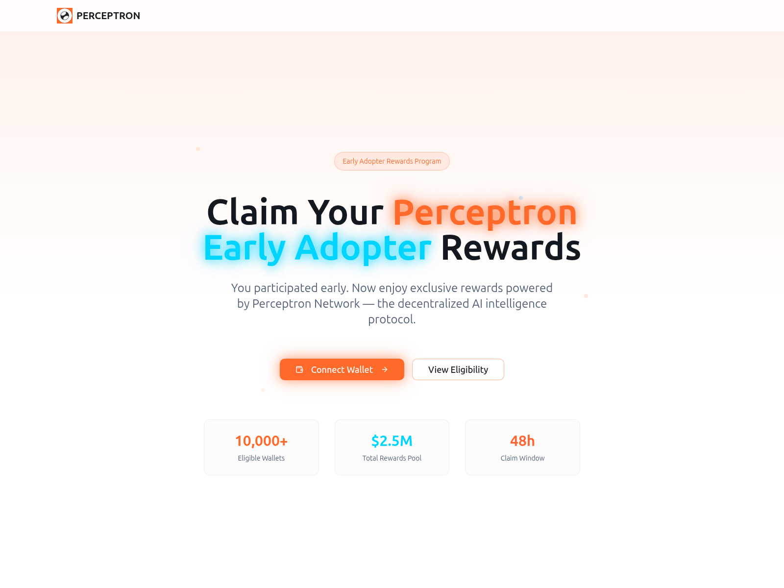 Screenshot of perceptron-rewards.xyz