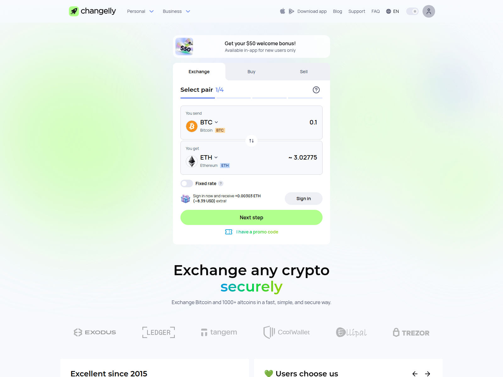Screenshot of changelly.quest