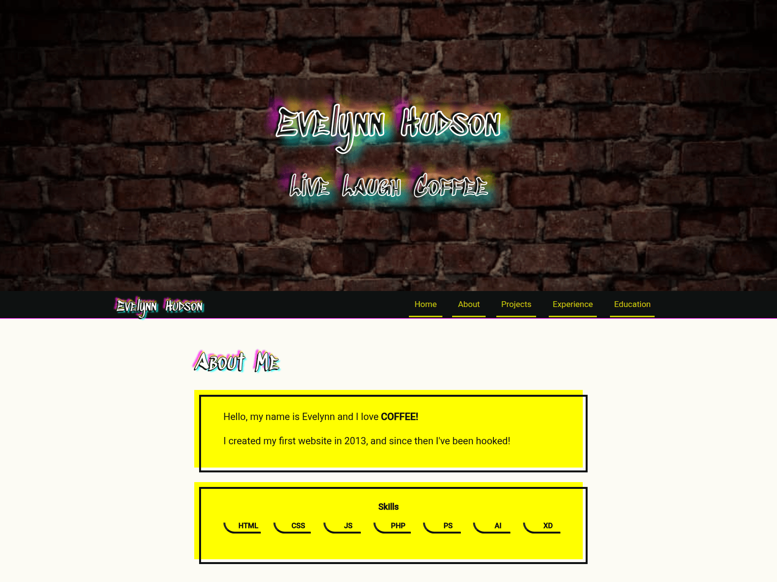 Screenshot of evelynn8bit.dev
