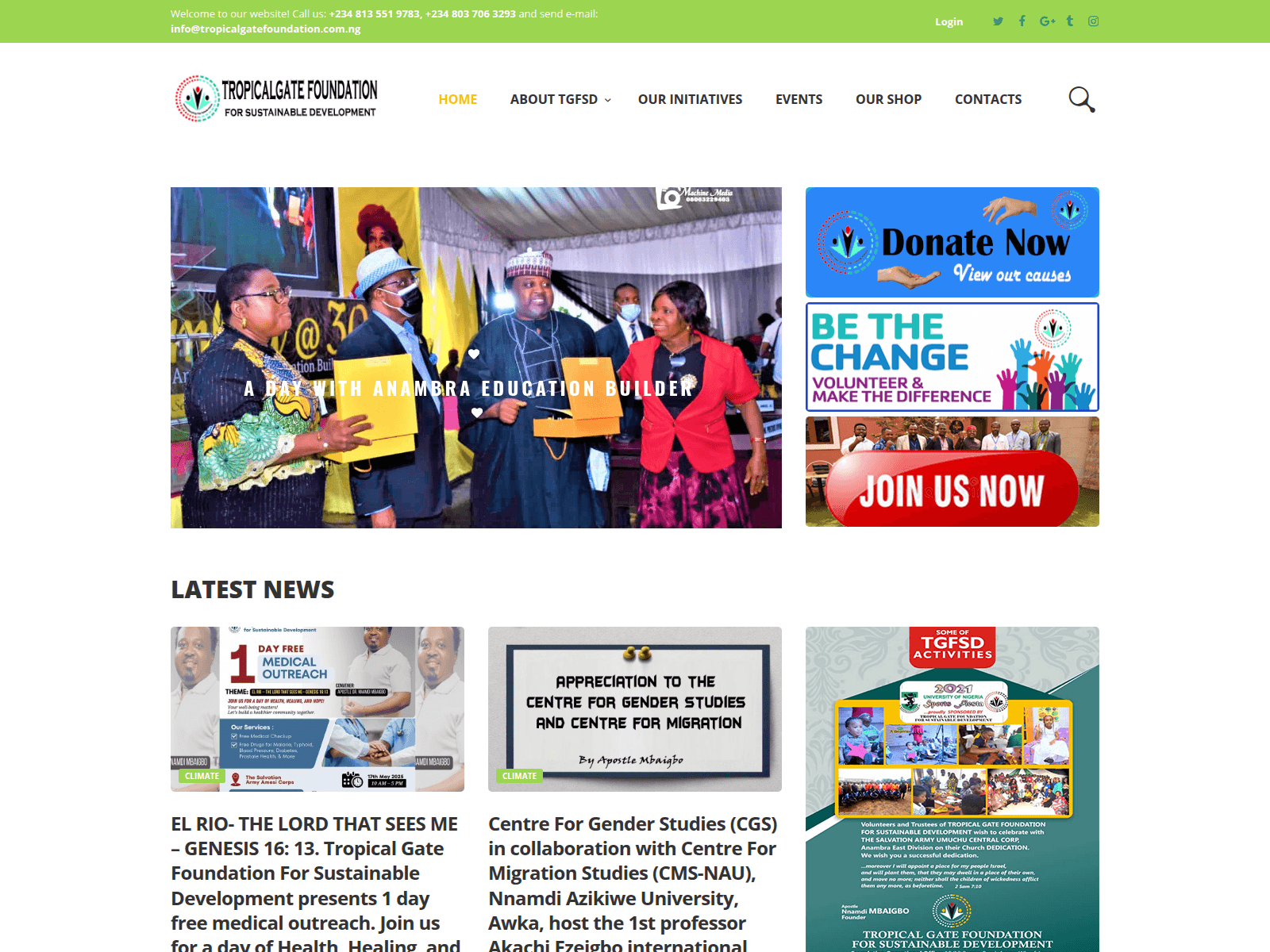 Screenshot of tropicalgatefoundation.com.ng