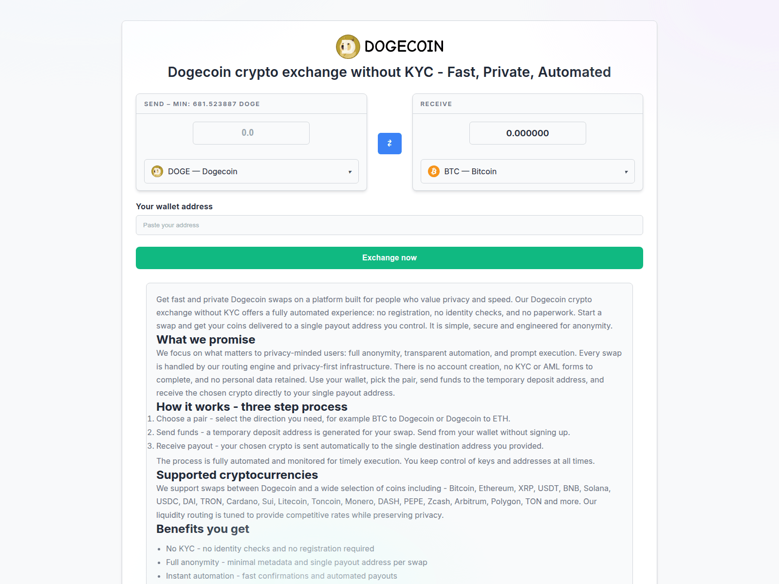 Screenshot of dogecoin-change.com
