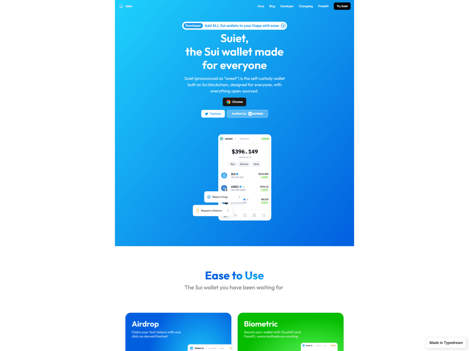 Screenshot of sui-wallet-app-download.typedream.app