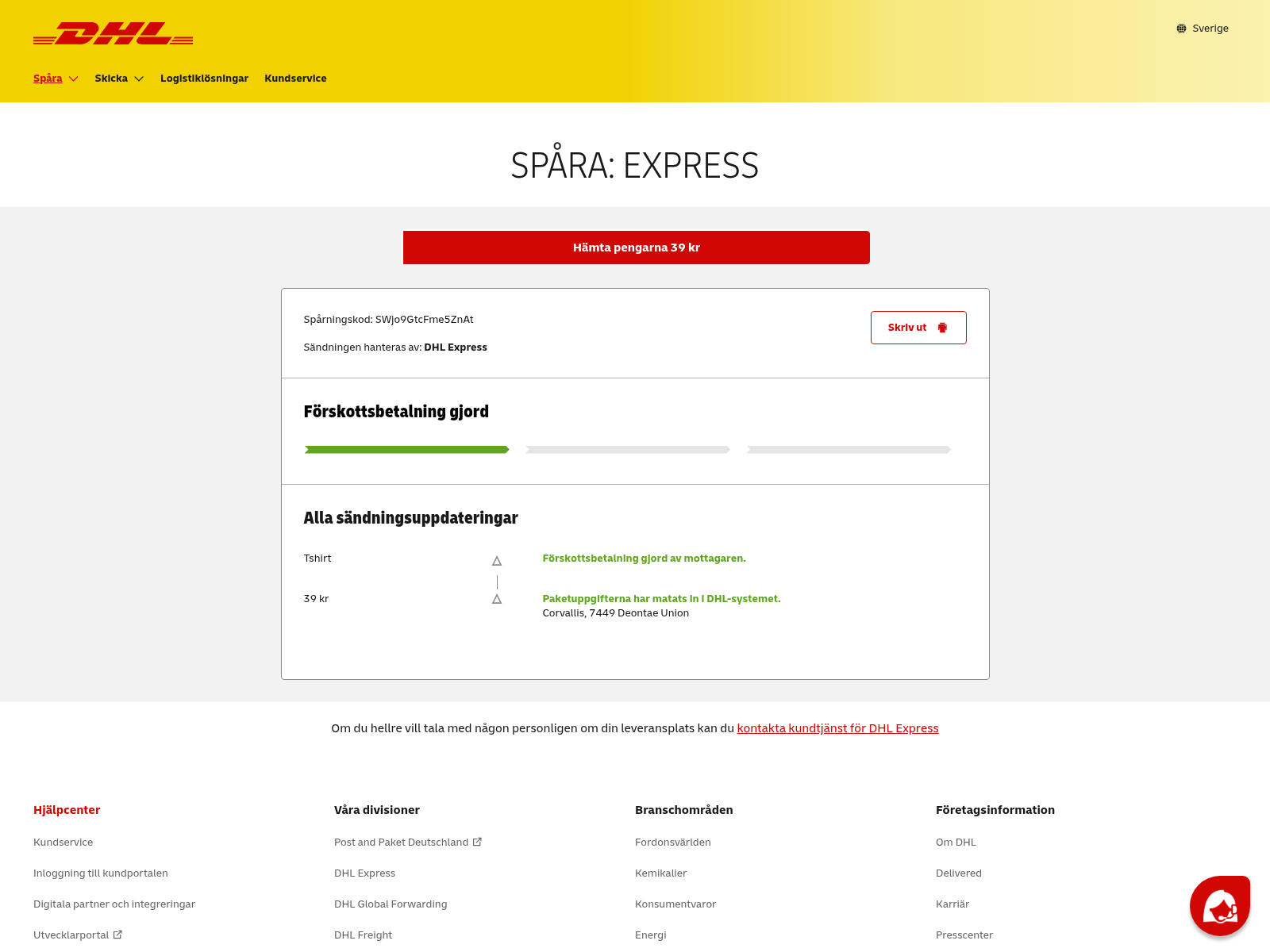 Screenshot of dhl.order0391.icu