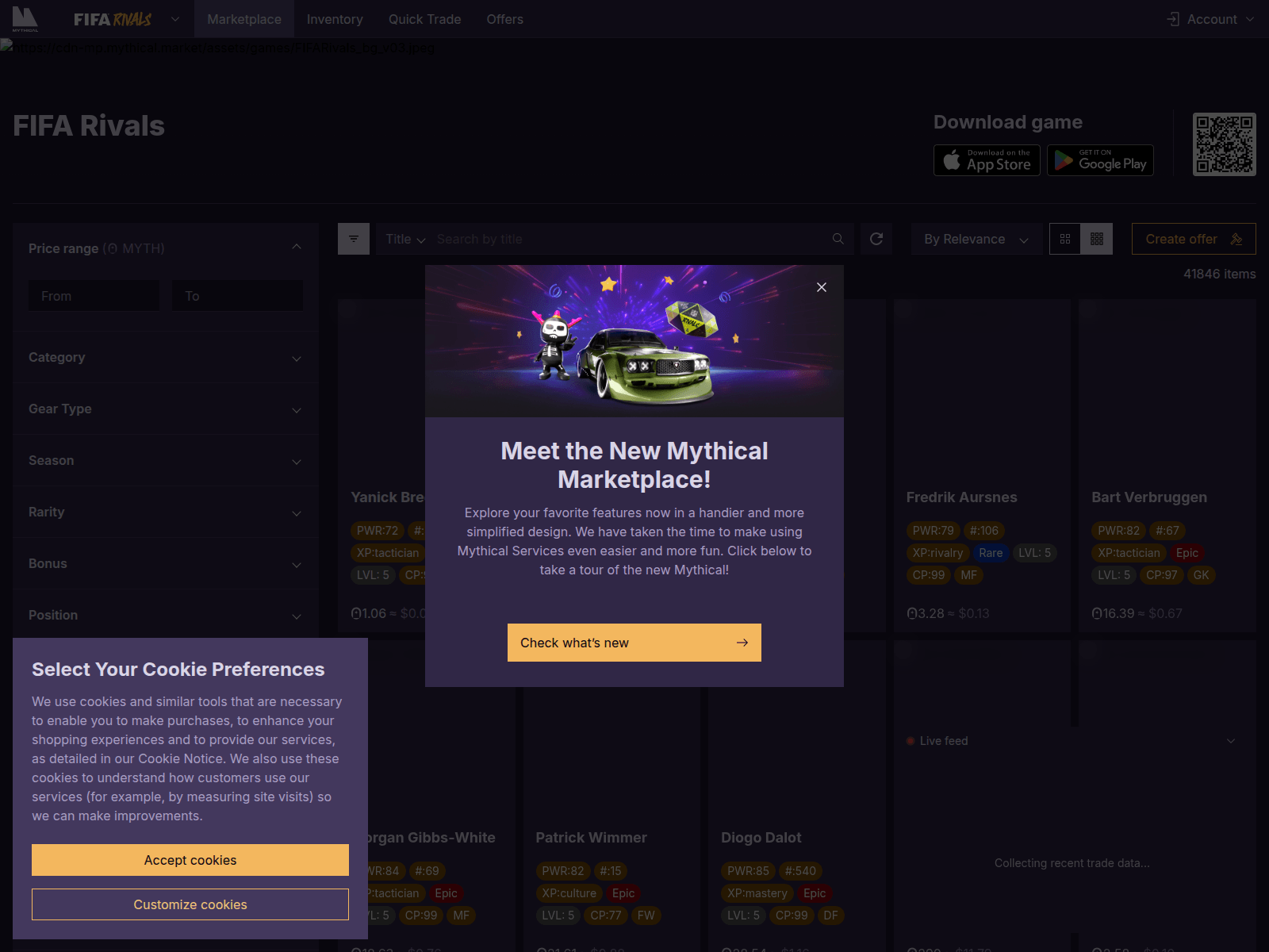 Screenshot of mints-mythical-market.com