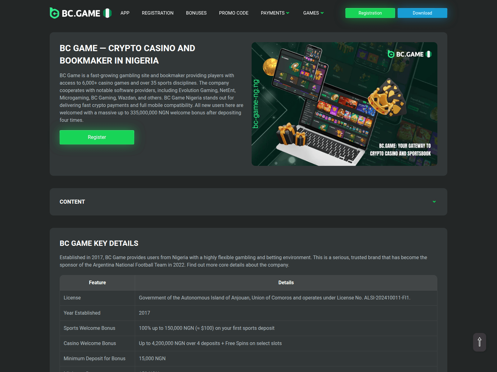 Screenshot of bc-game-ng.ng