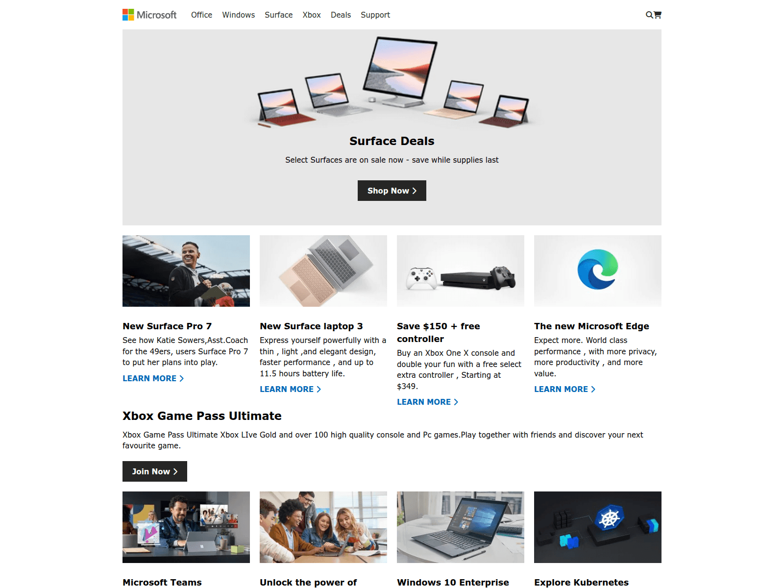Screenshot of microsoft-landing-page-wine.vercel.app