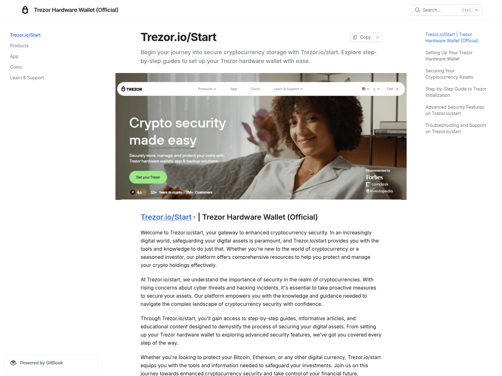 Screenshot of app.trezoriosstart.com