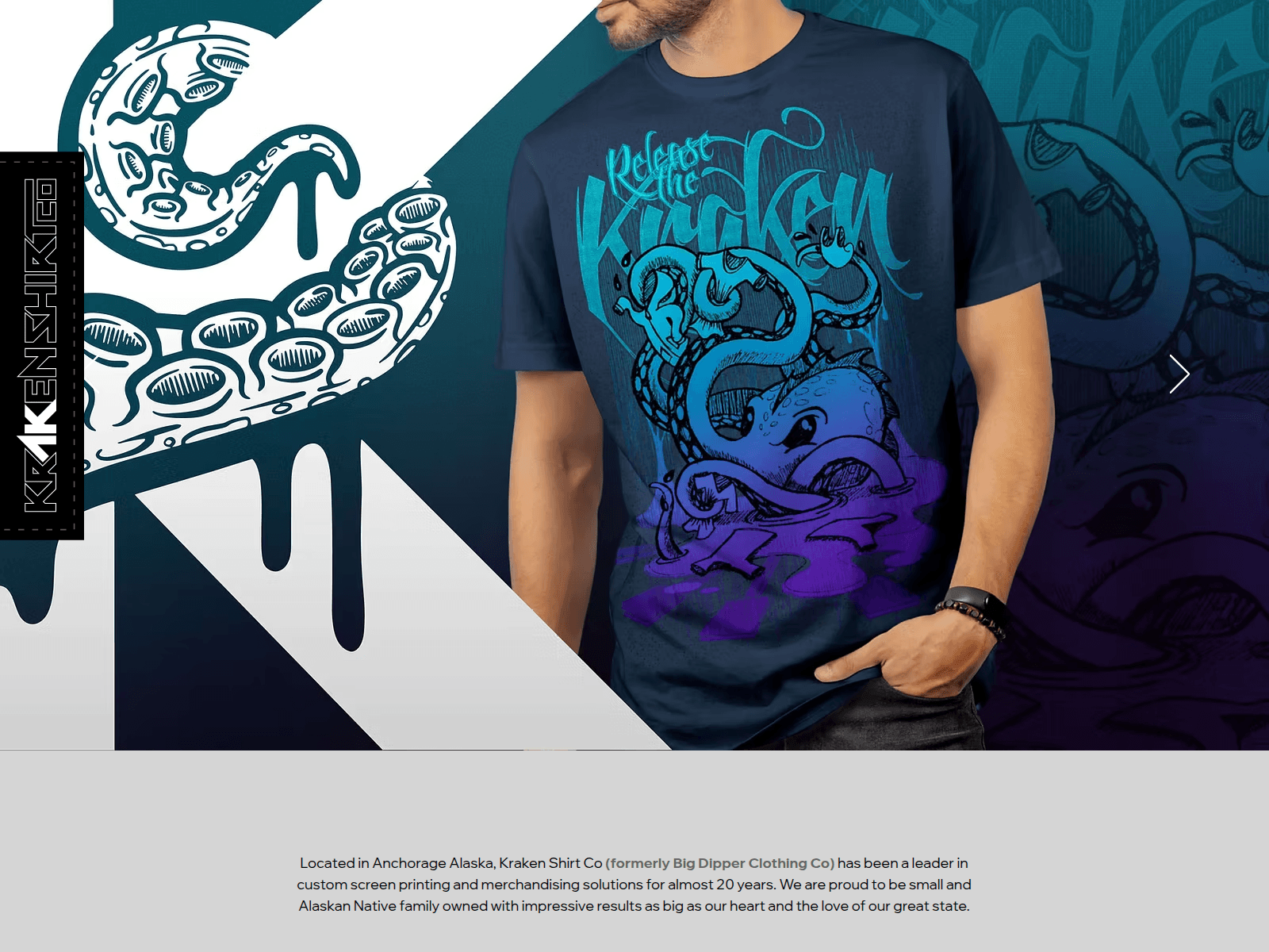 Screenshot of krakenshirtco.com