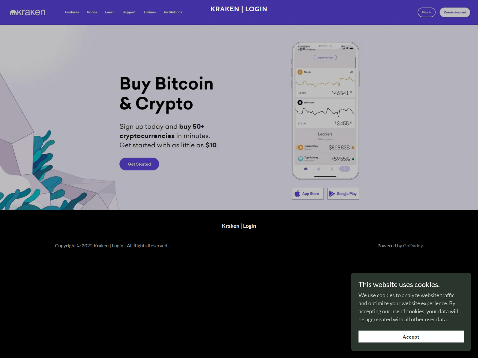 Screenshot of krakenorlogin.godaddysites.com