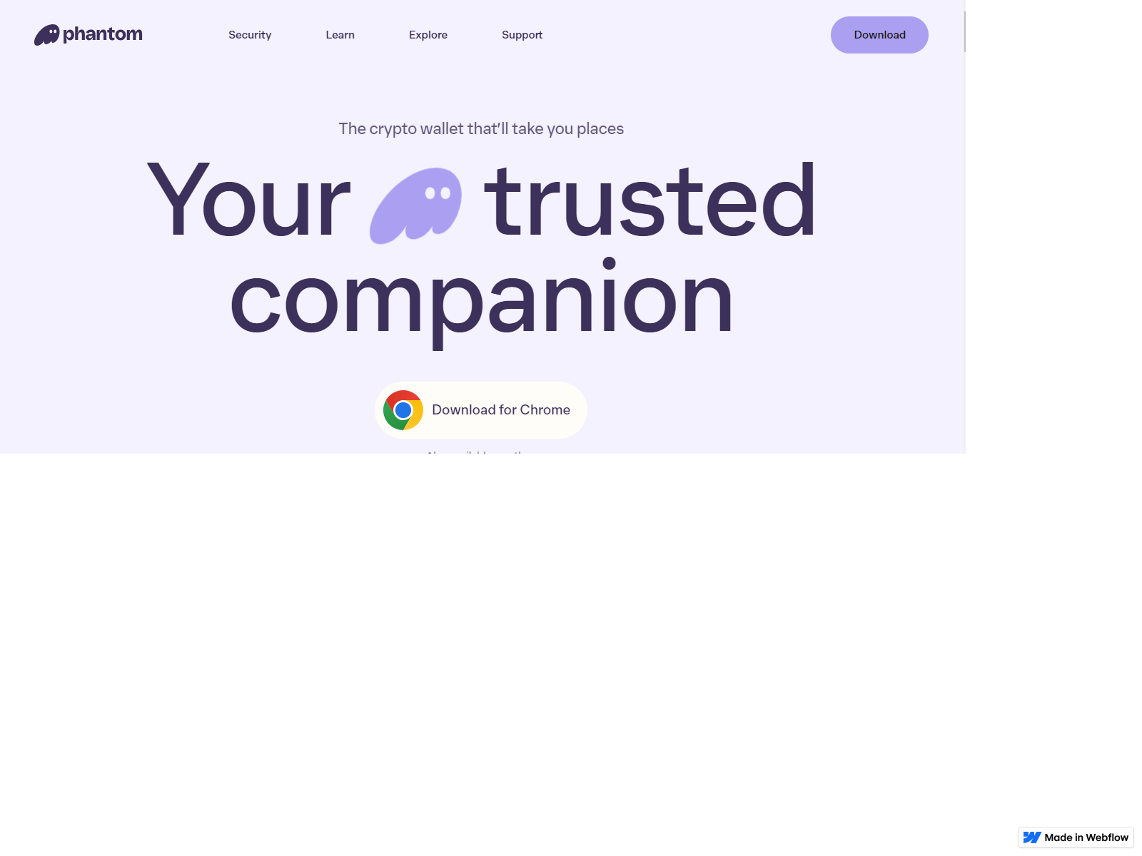 Screenshot of phantom-auth-app--com.webflow.io