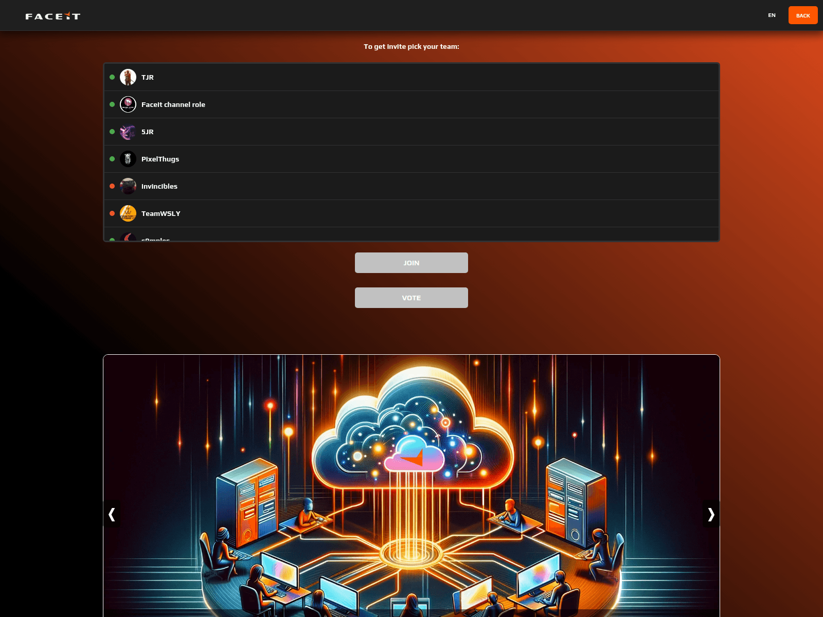 Screenshot of faceit.teams-vertexclubgg.com
