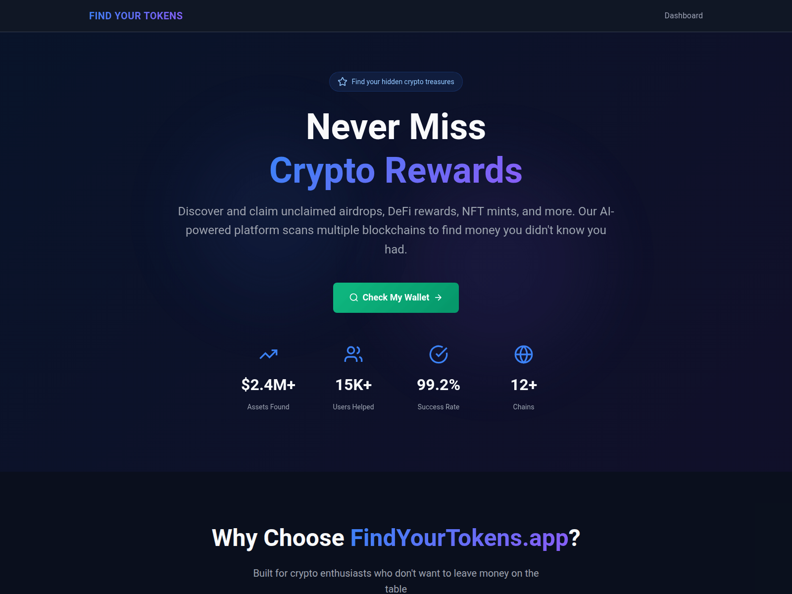 Screenshot of findyourtoken.cx