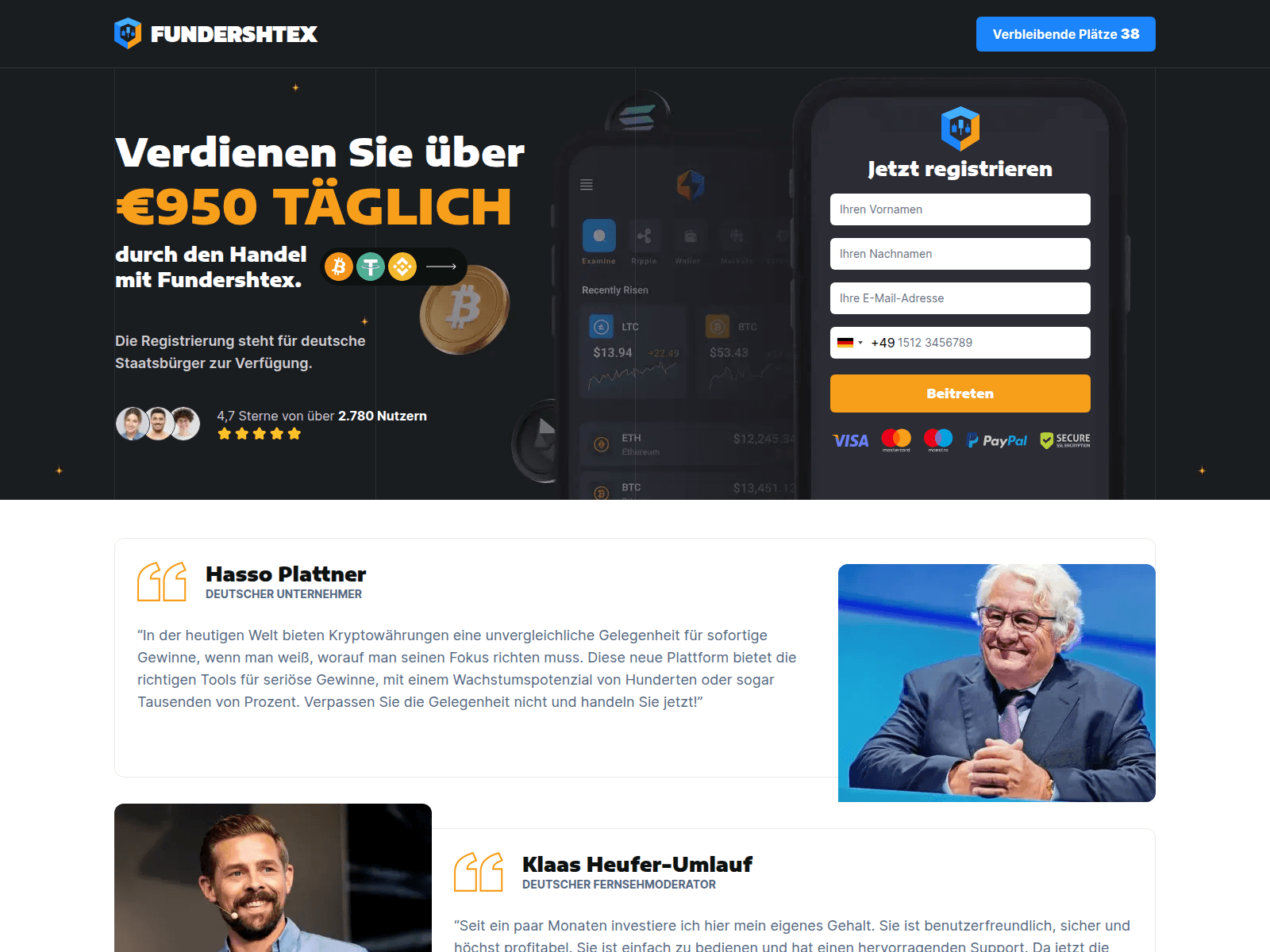 Screenshot of fundershtex.com