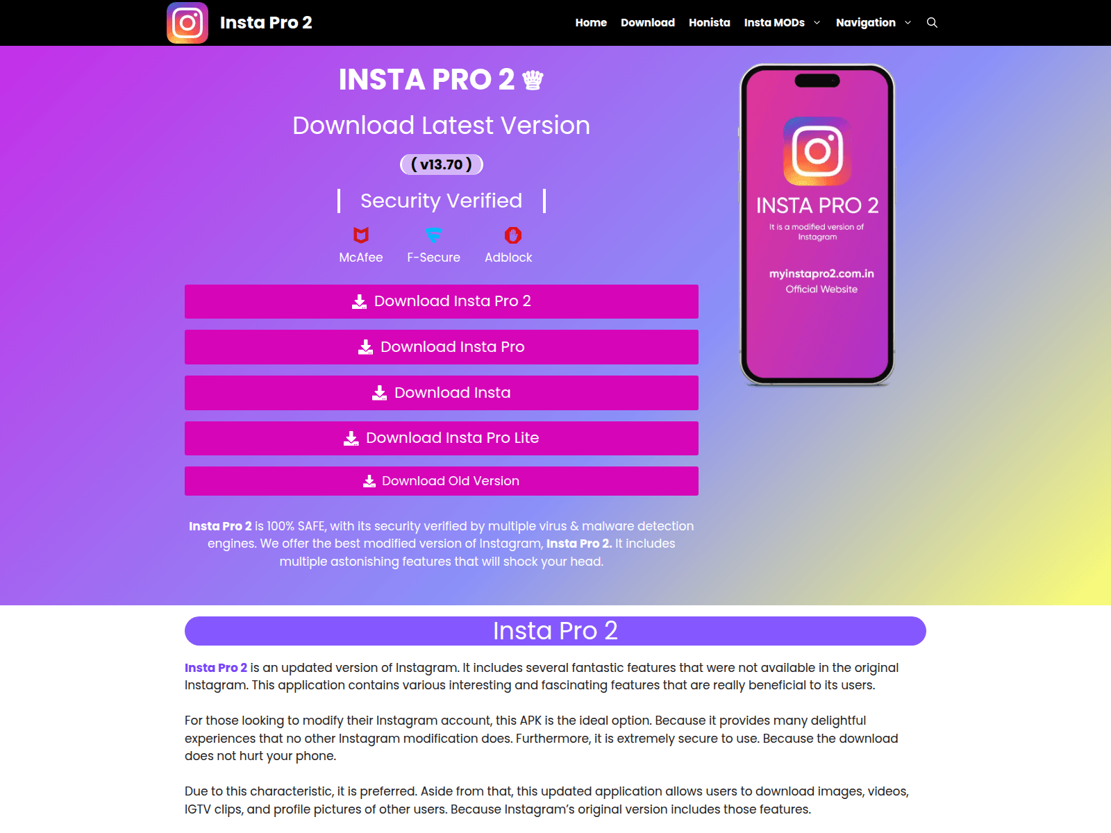 Screenshot of insta2pro.net