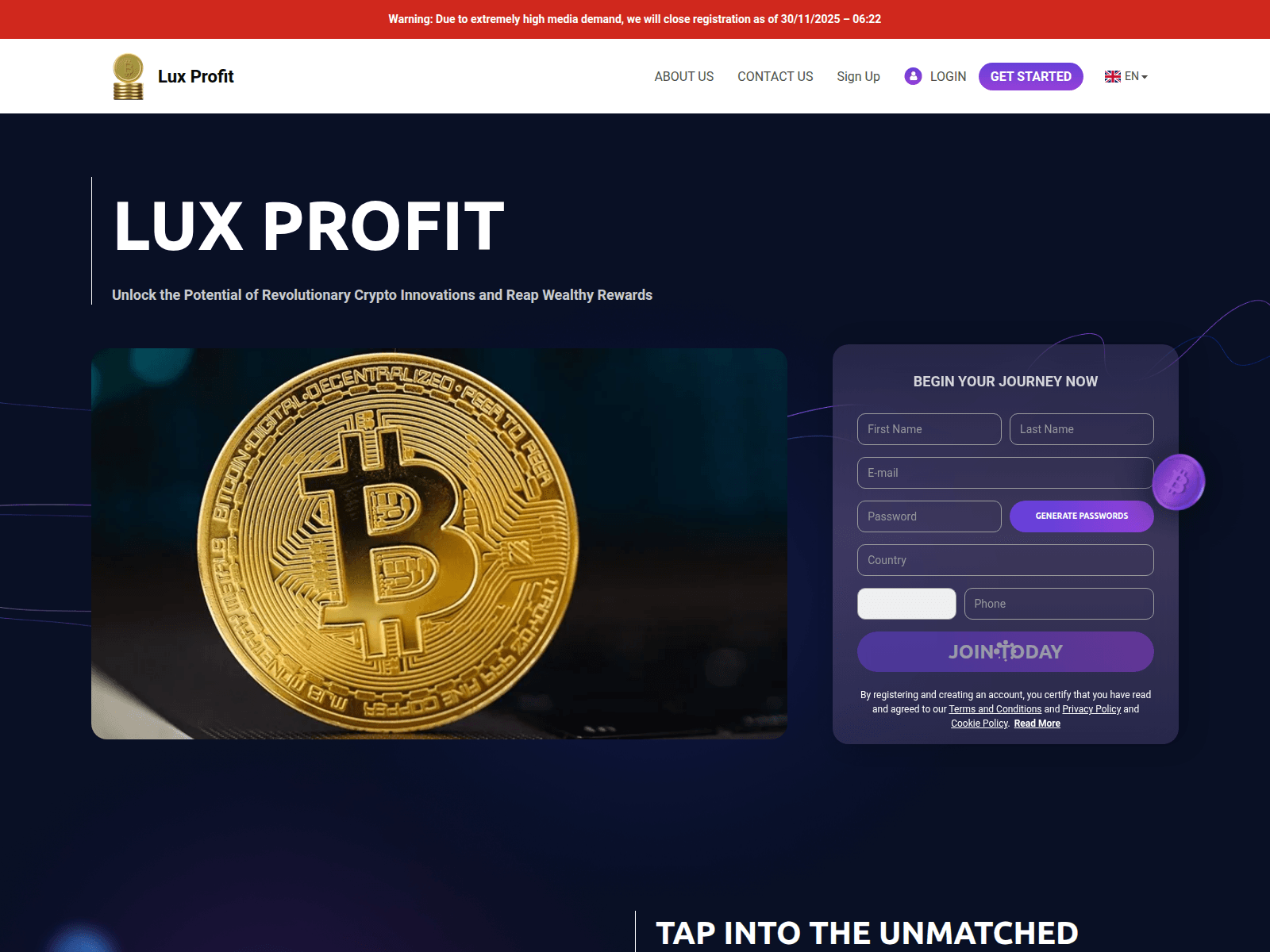 Screenshot of luxprofitplatform.com