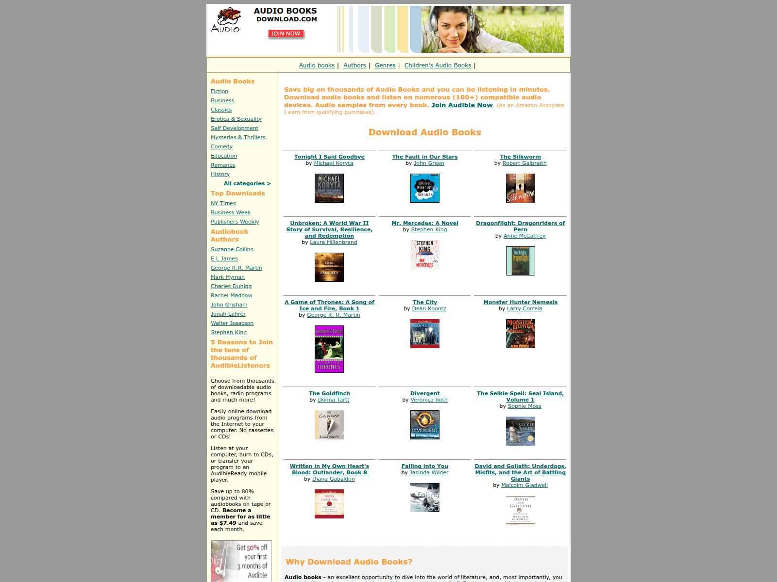 Screenshot of audiobooksdownload.com