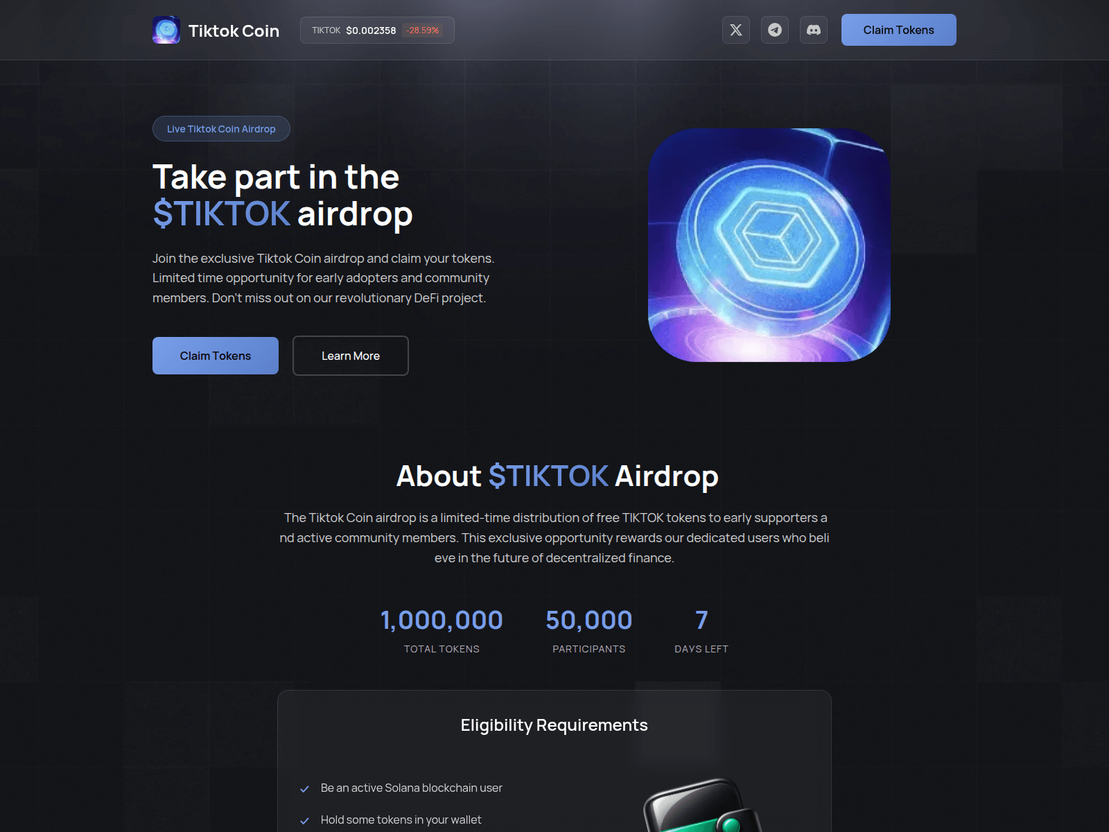 Screenshot of claims-tiktok.xyz