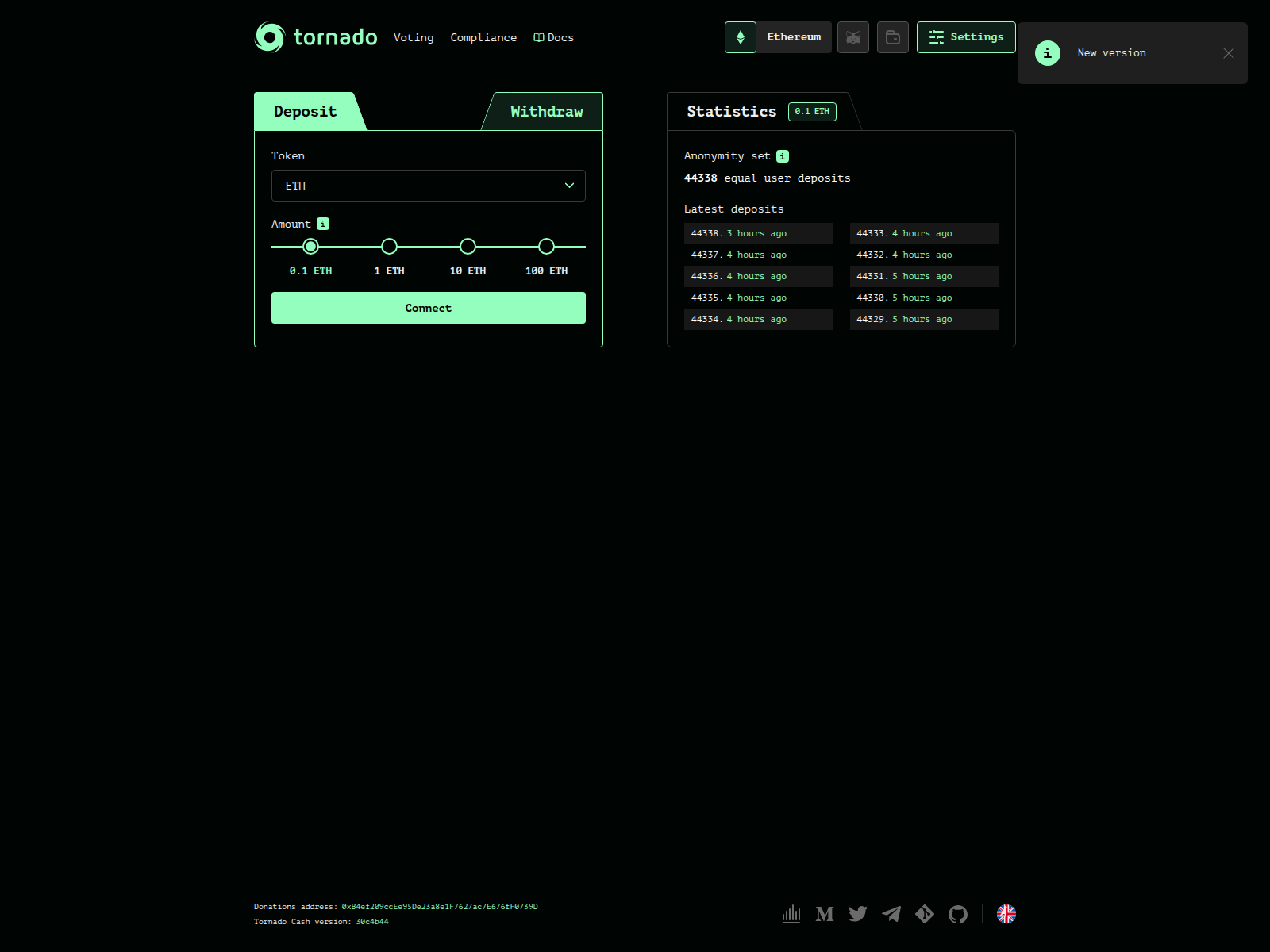 Screenshot of tornedocash-eth.lol