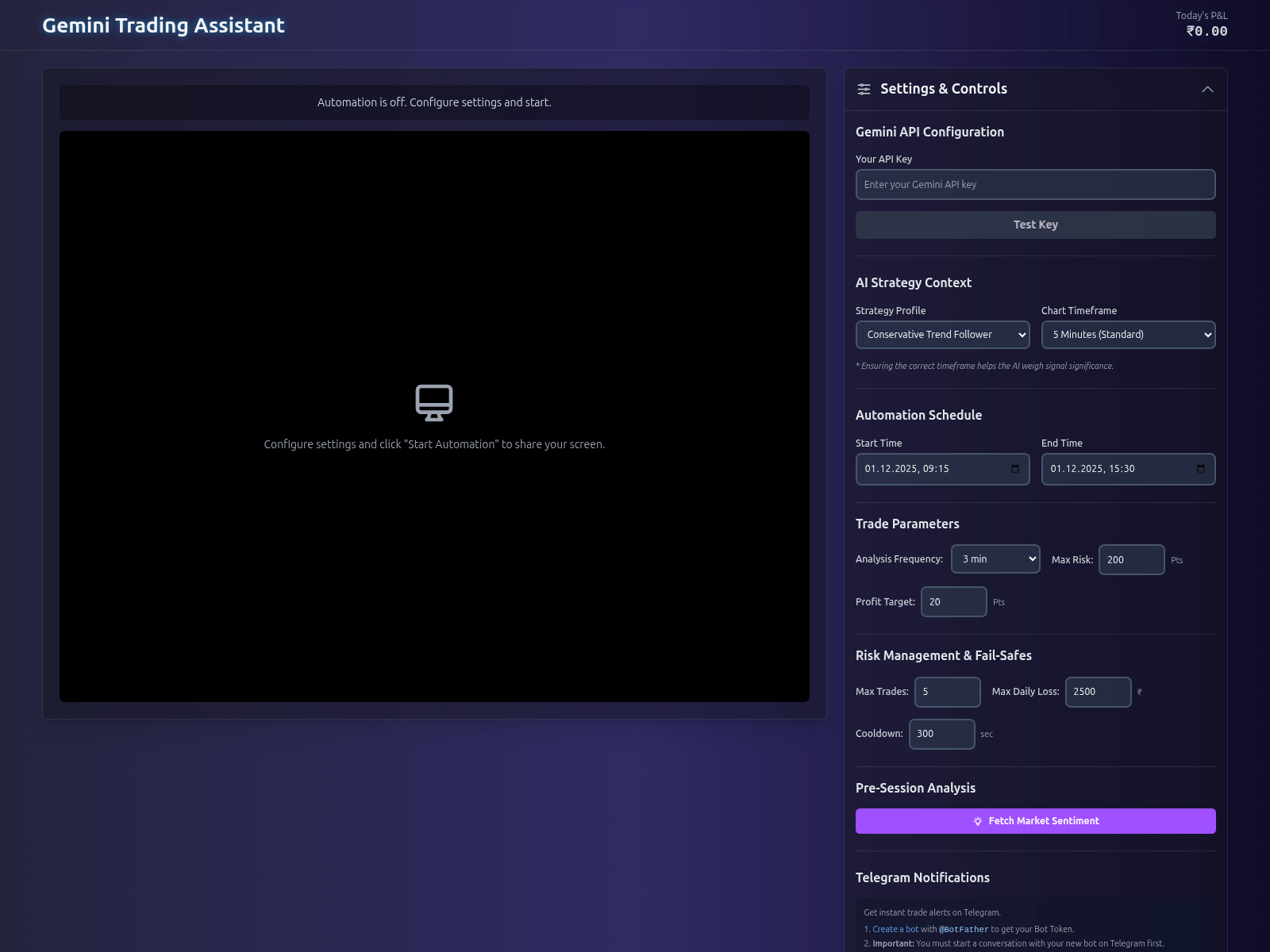 Screenshot of gemini-trade-assistant.prowintech.in