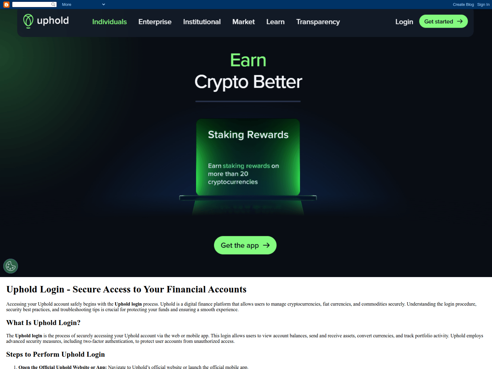 Screenshot of uphold-login-en.blogspot.co.ke