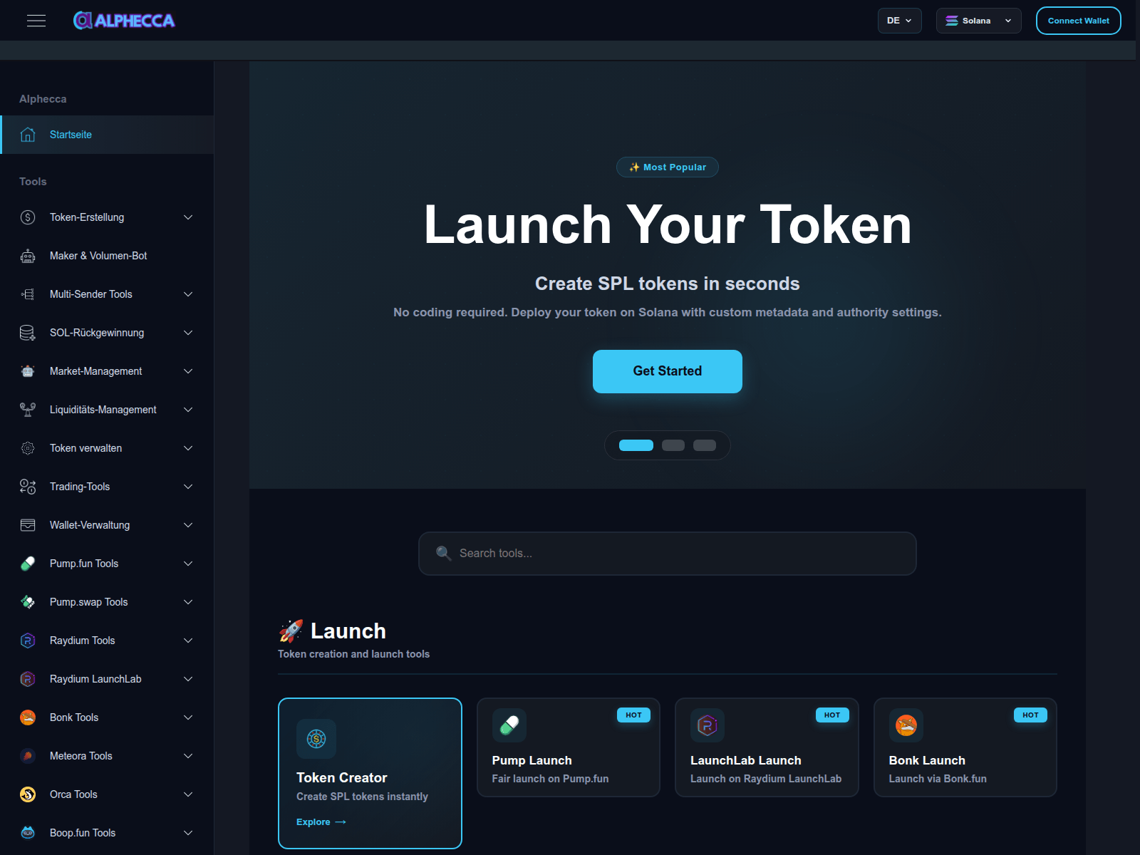 Screenshot of alphecca.io
