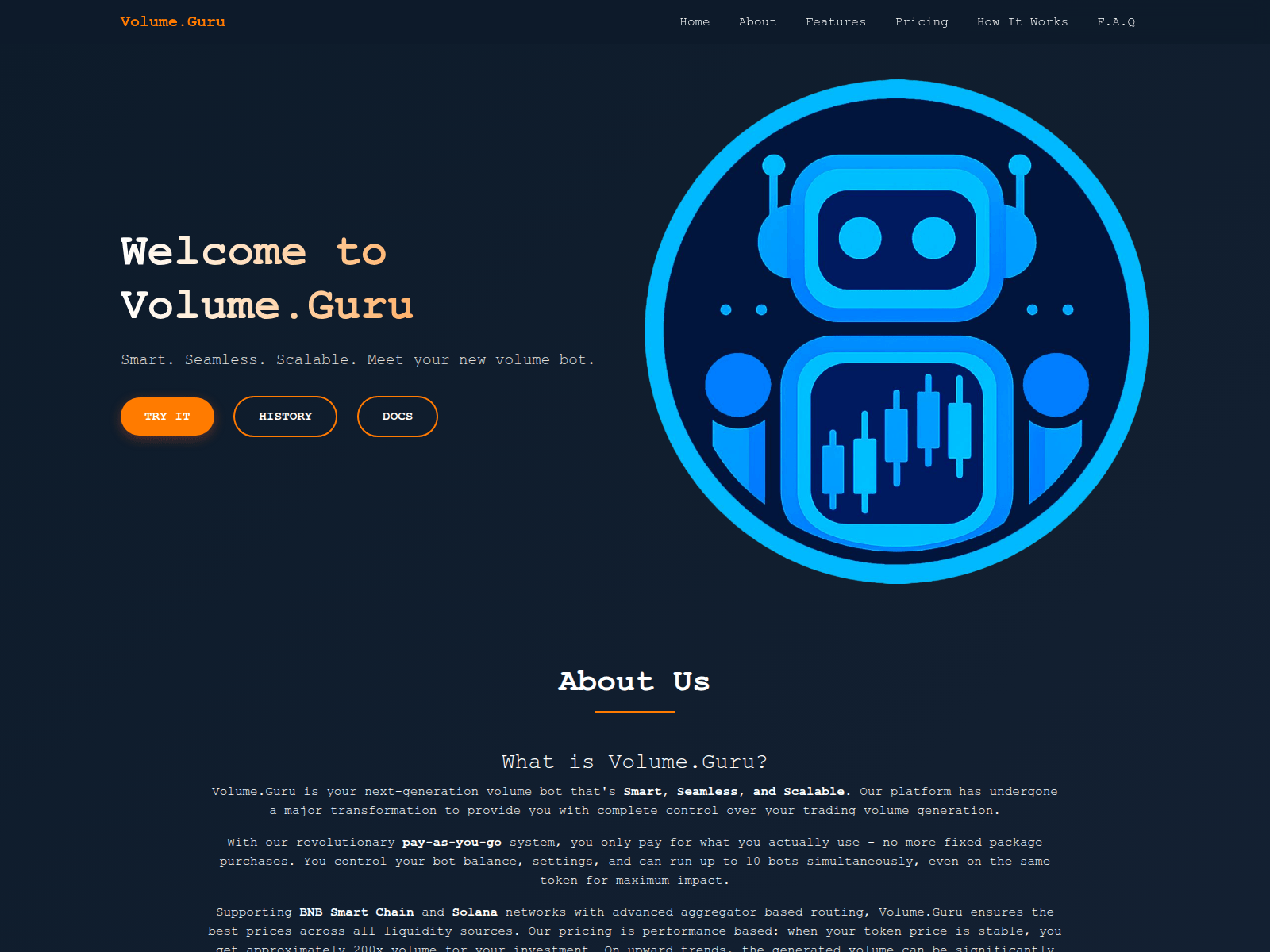 Screenshot of volume.guru