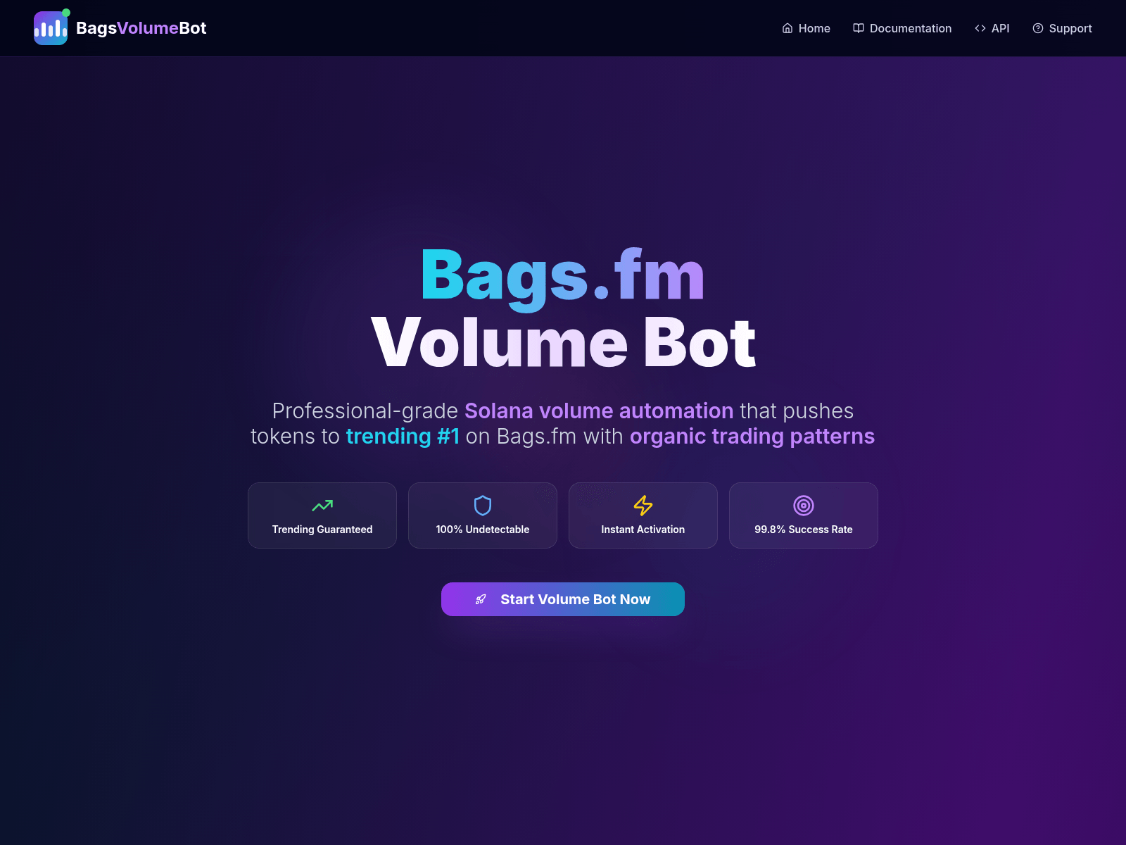 Screenshot of bagsvolumebot.com